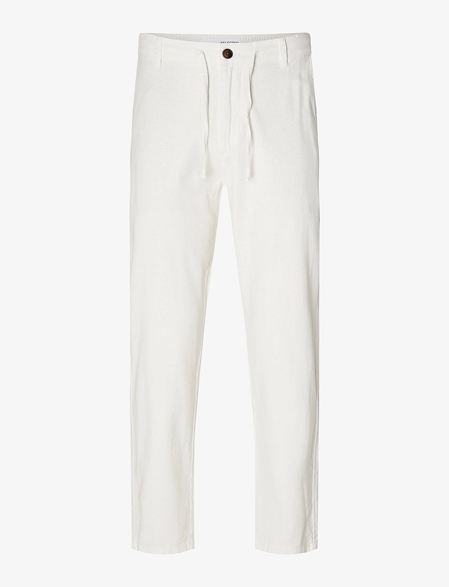 Selected - SLM172-SLIMTAPE BRODY LINEN BLD PNT NOOS - hørbukser - cloud dancer - 1