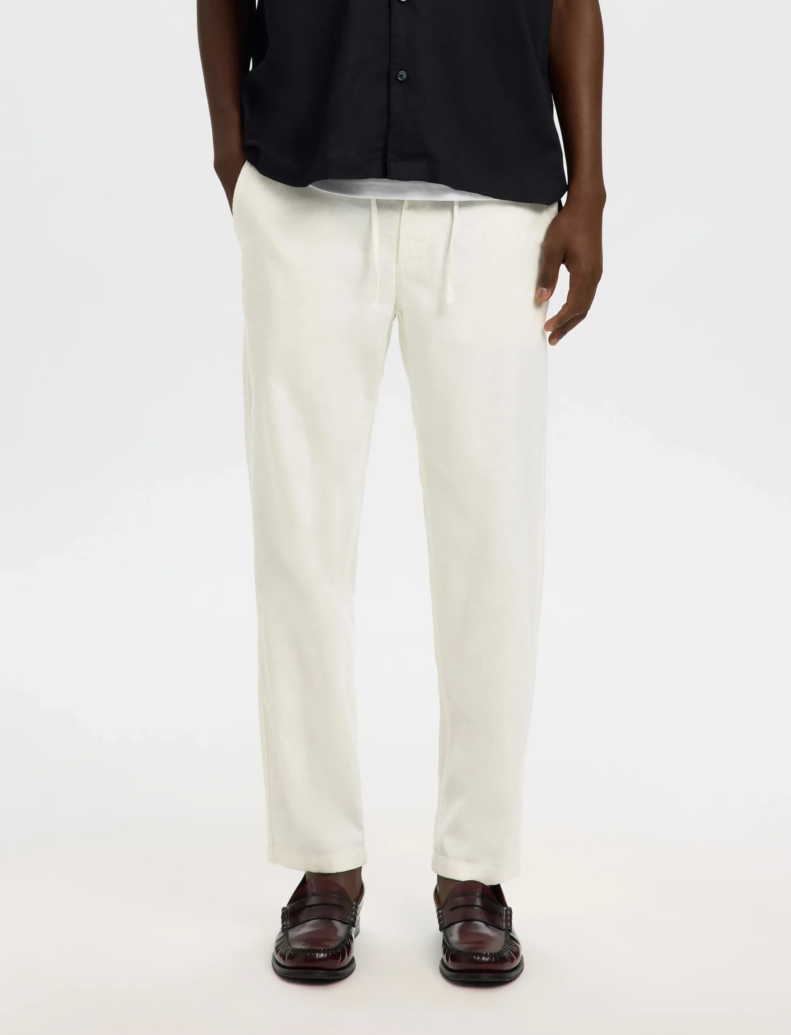 Selected Slh172-Slimtape Brody Linen Bld Pnt, XL, Trousers, Weiß - Männerswear