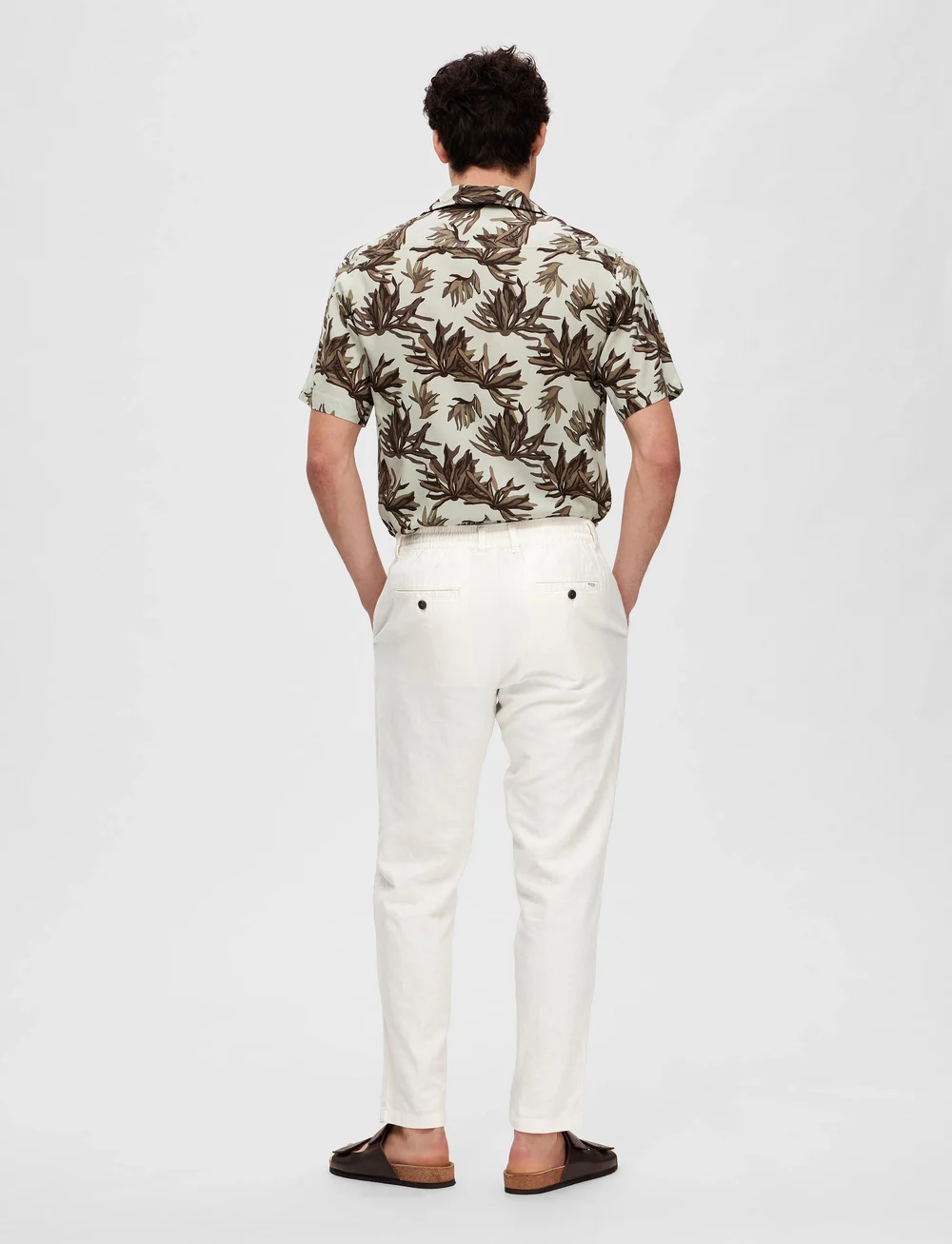 Selected - SLH172-SLIMTAPE BRODY LINEN BLD PNT - linnebyxor - cloud dancer - 2