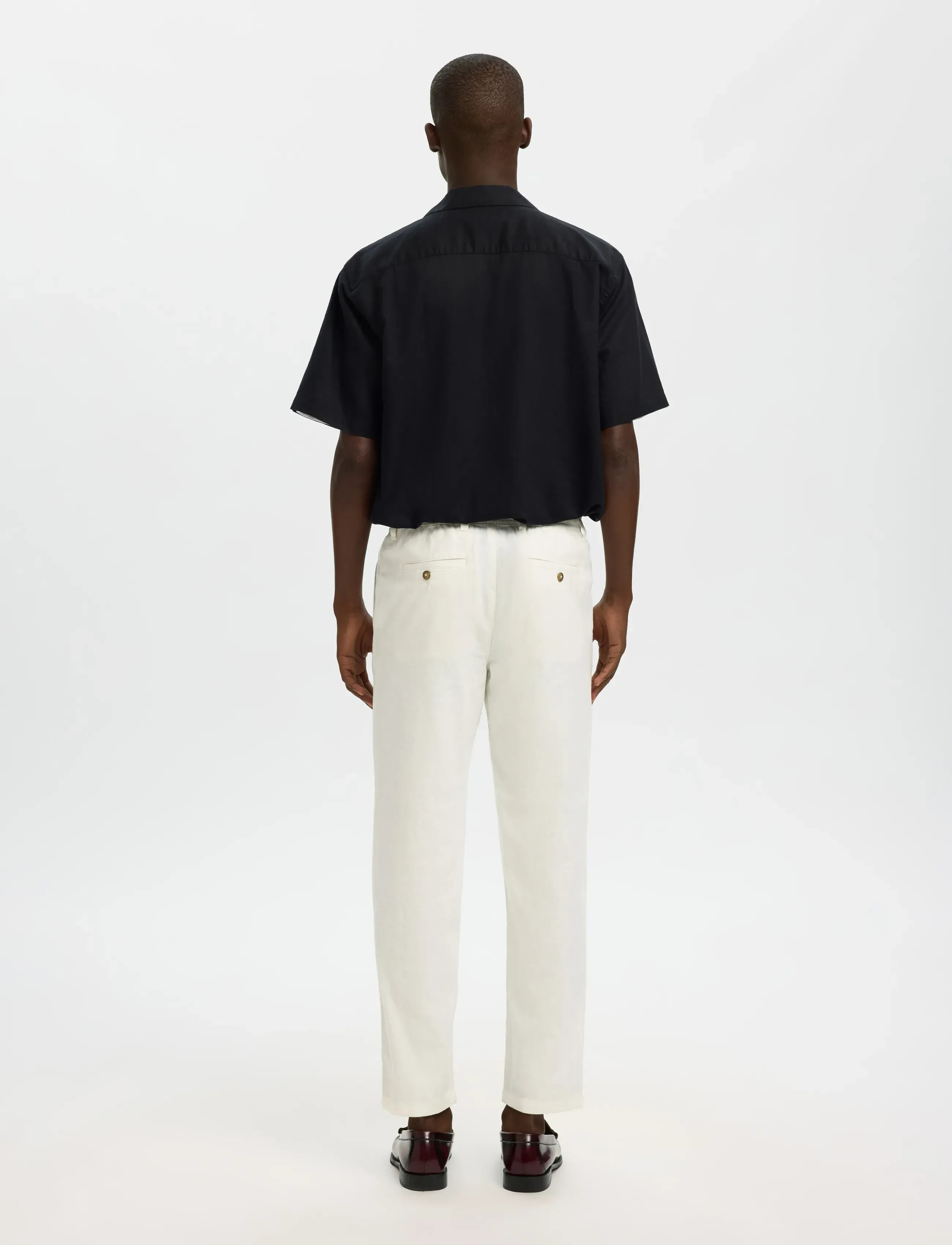 Selected - SLM172-SLIMTAPE BRODY LINEN BLD PNT NOOS - hørbukser - cloud dancer - 2