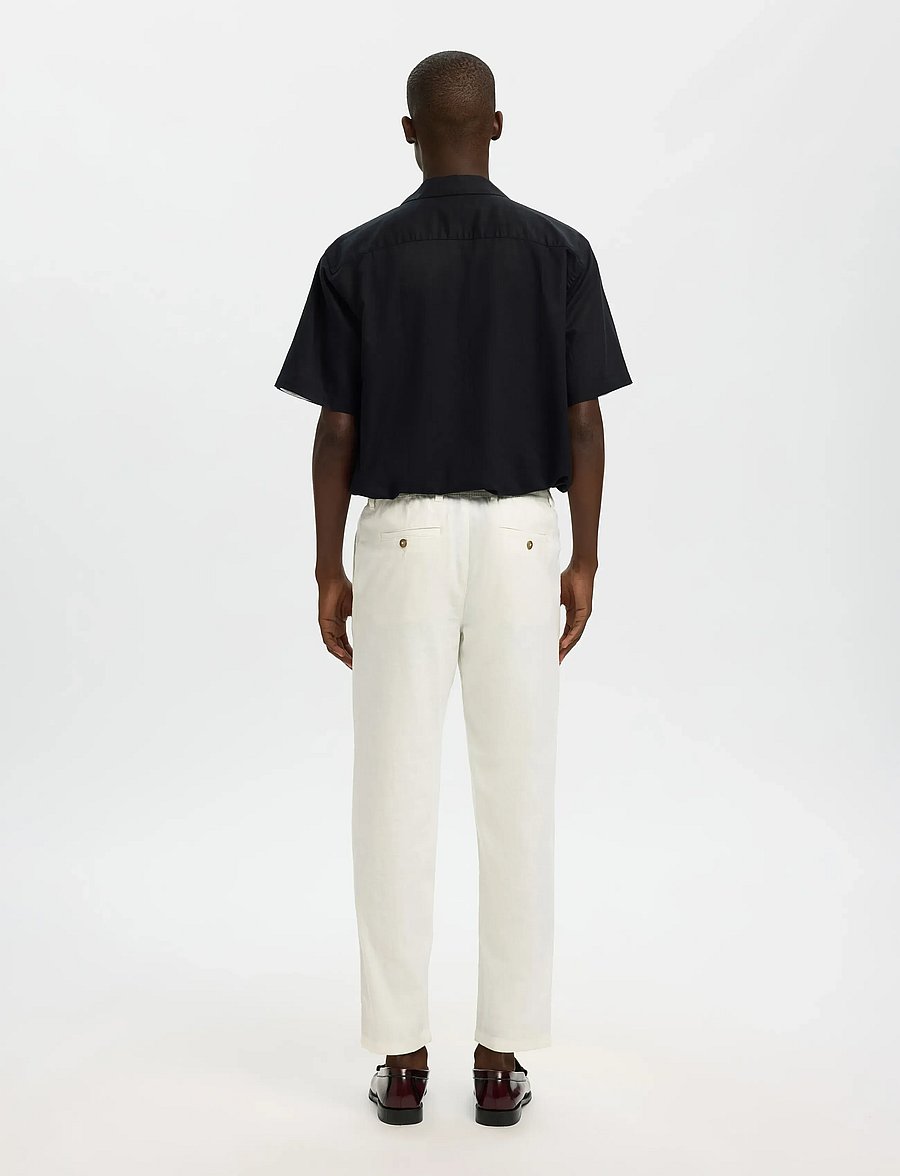Selected - SLM172-SLIMTAPE BRODY LINEN BLD PNT NOOS - hørbukser - cloud dancer - 2