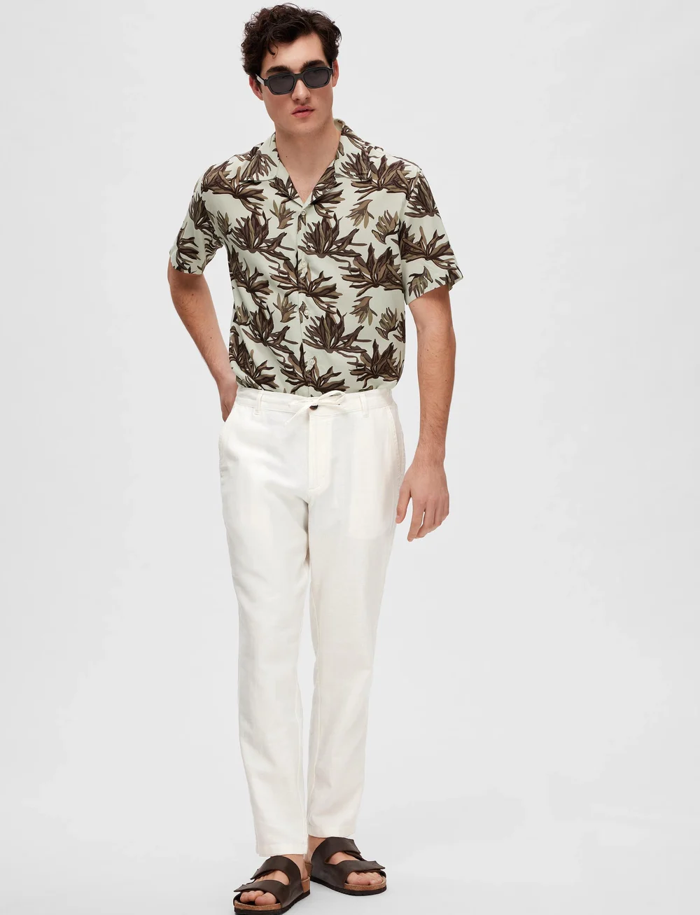 Selected - SLH172-SLIMTAPE BRODY LINEN BLD PNT - linnebyxor - cloud dancer - 3