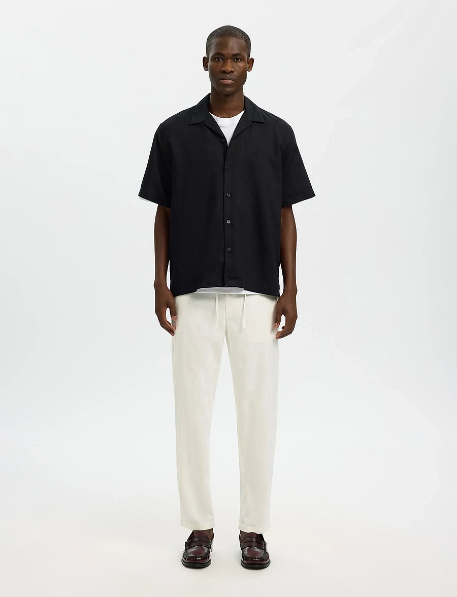 Selected - SLM172-SLIMTAPE BRODY LINEN BLD PNT NOOS - hørbukser - cloud dancer - 3