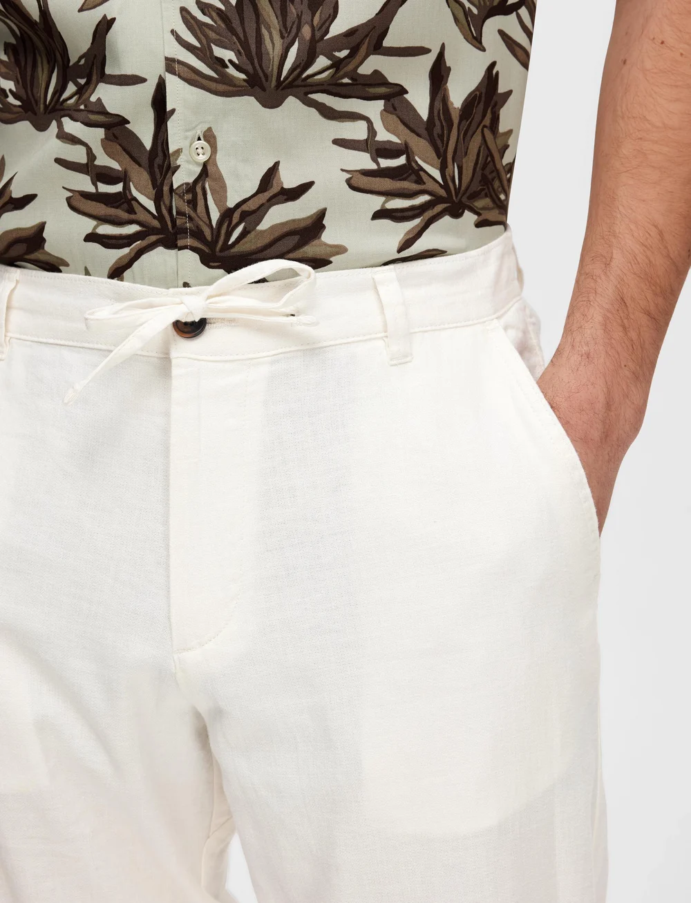 Selected - SLH172-SLIMTAPE BRODY LINEN BLD PNT - linnebyxor - cloud dancer - 4