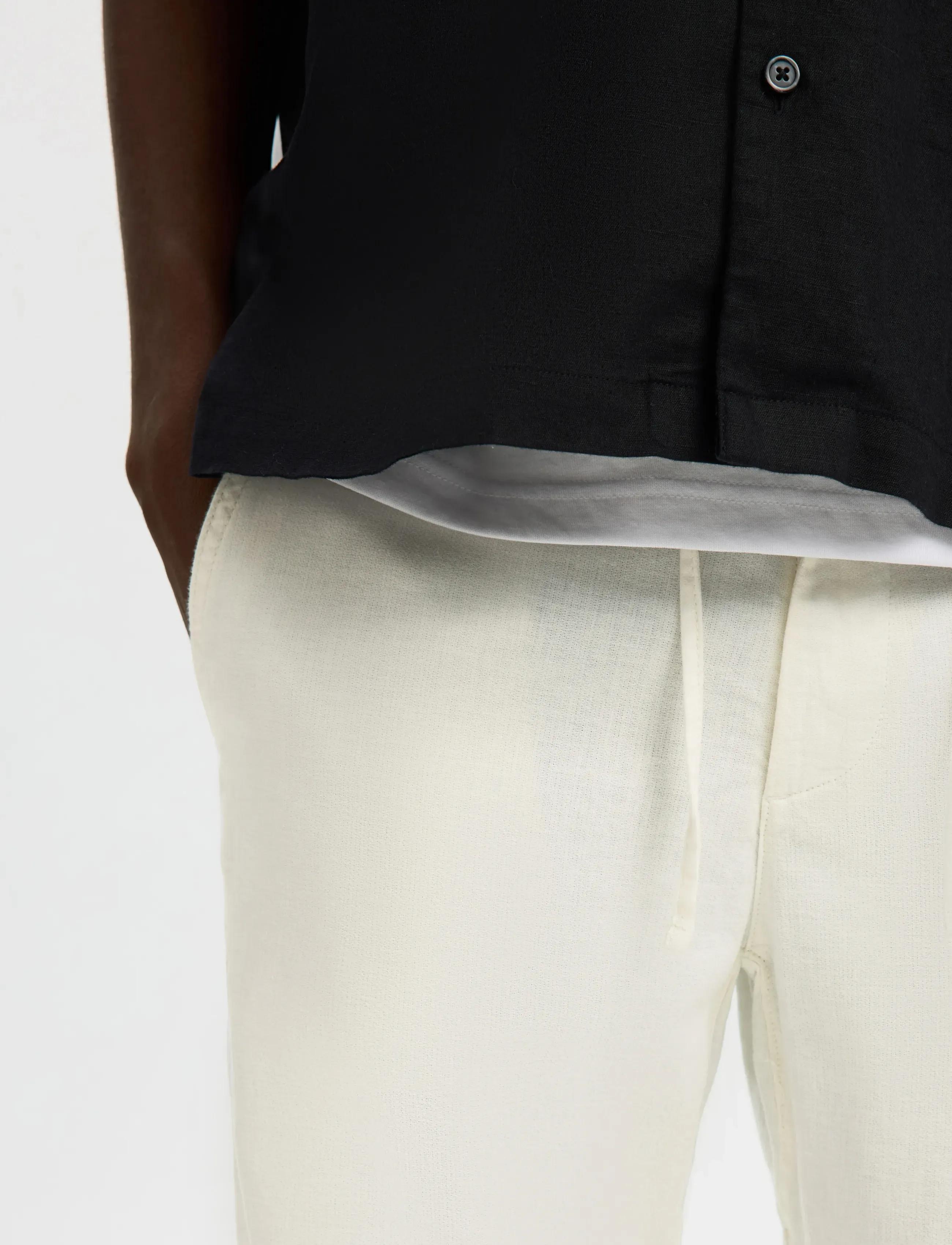 Selected - SLM172-SLIMTAPE BRODY LINEN BLD PNT NOOS - hørbukser - cloud dancer - 4