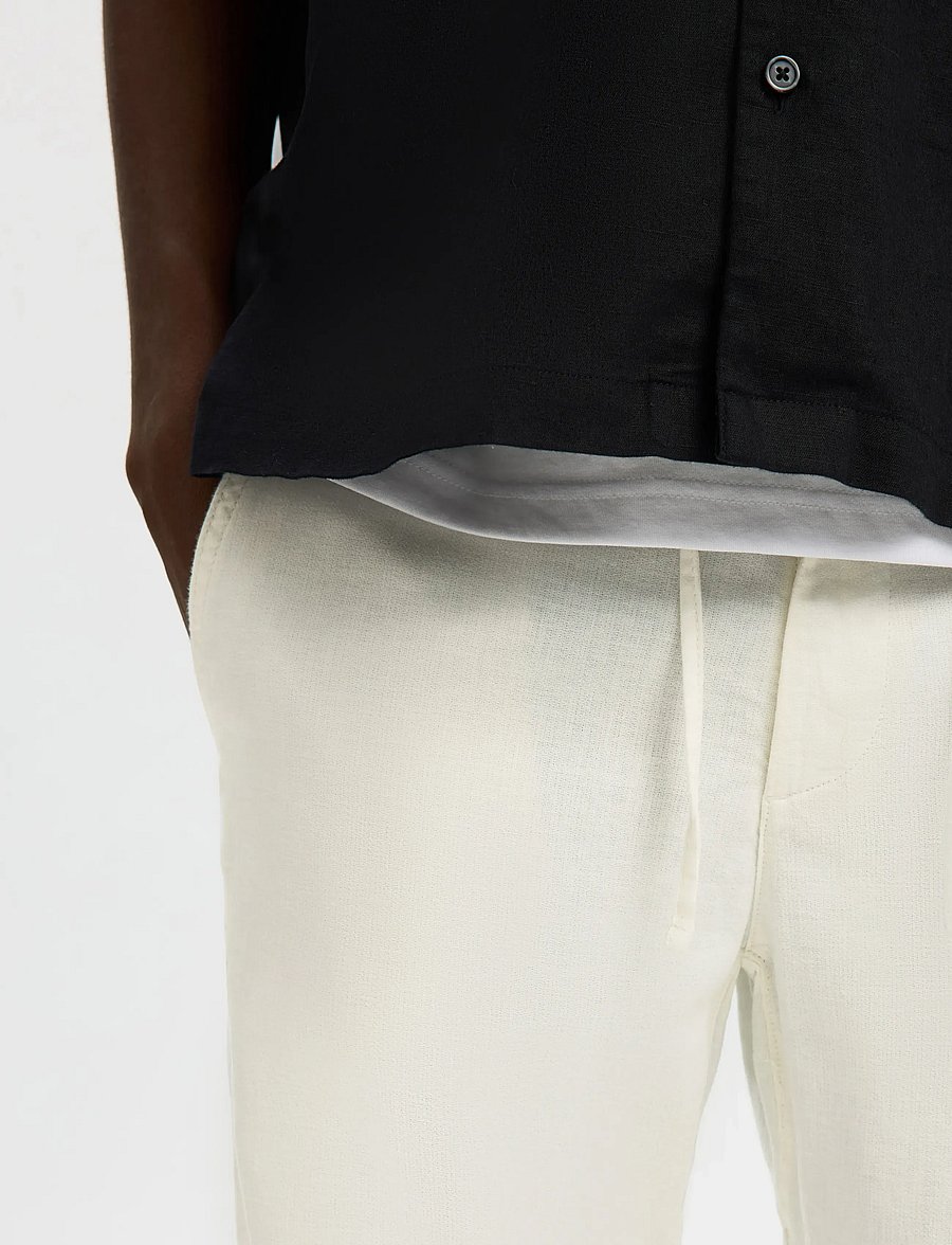 Selected - SLM172-SLIMTAPE BRODY LINEN BLD PNT NOOS - hørbukser - cloud dancer - 4