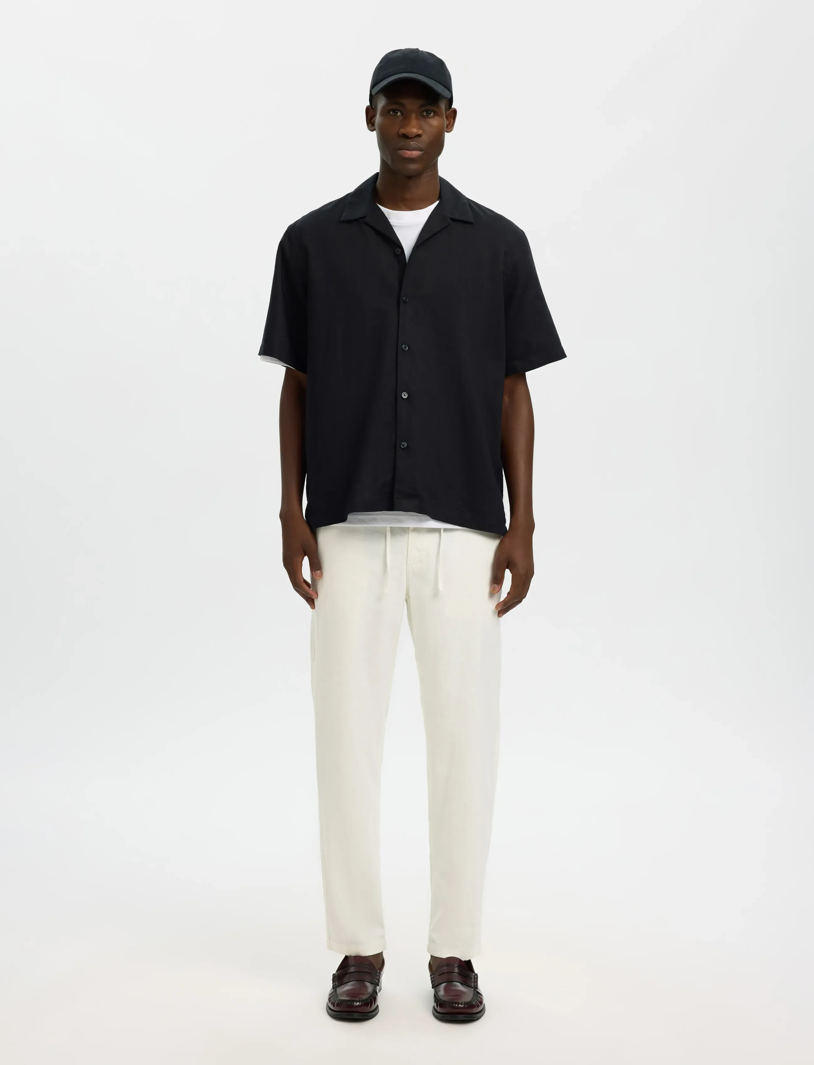 Selected - SLM172-SLIMTAPE BRODY LINEN BLD PNT NOOS - hørbukser - cloud dancer - 5