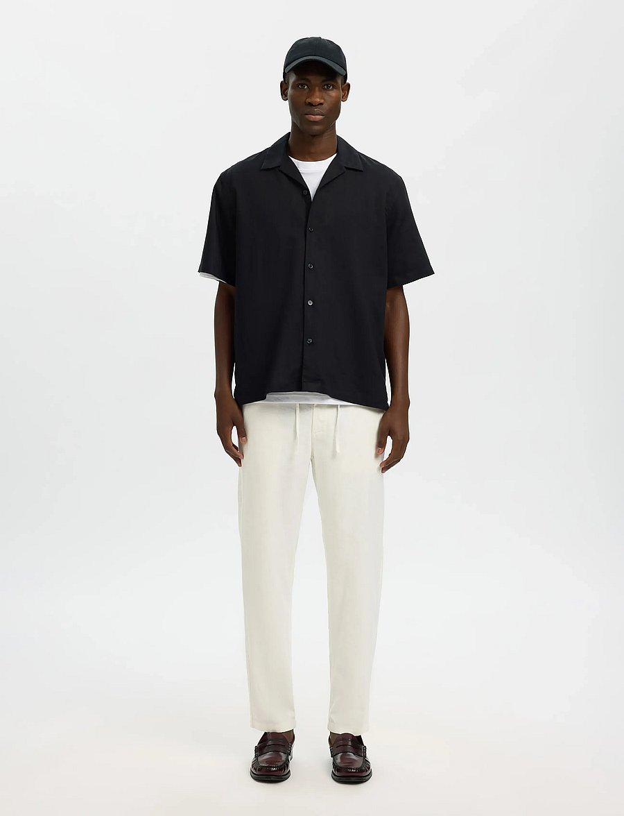 Selected - SLM172-SLIMTAPE BRODY LINEN BLD PNT NOOS - hørbukser - cloud dancer - 5