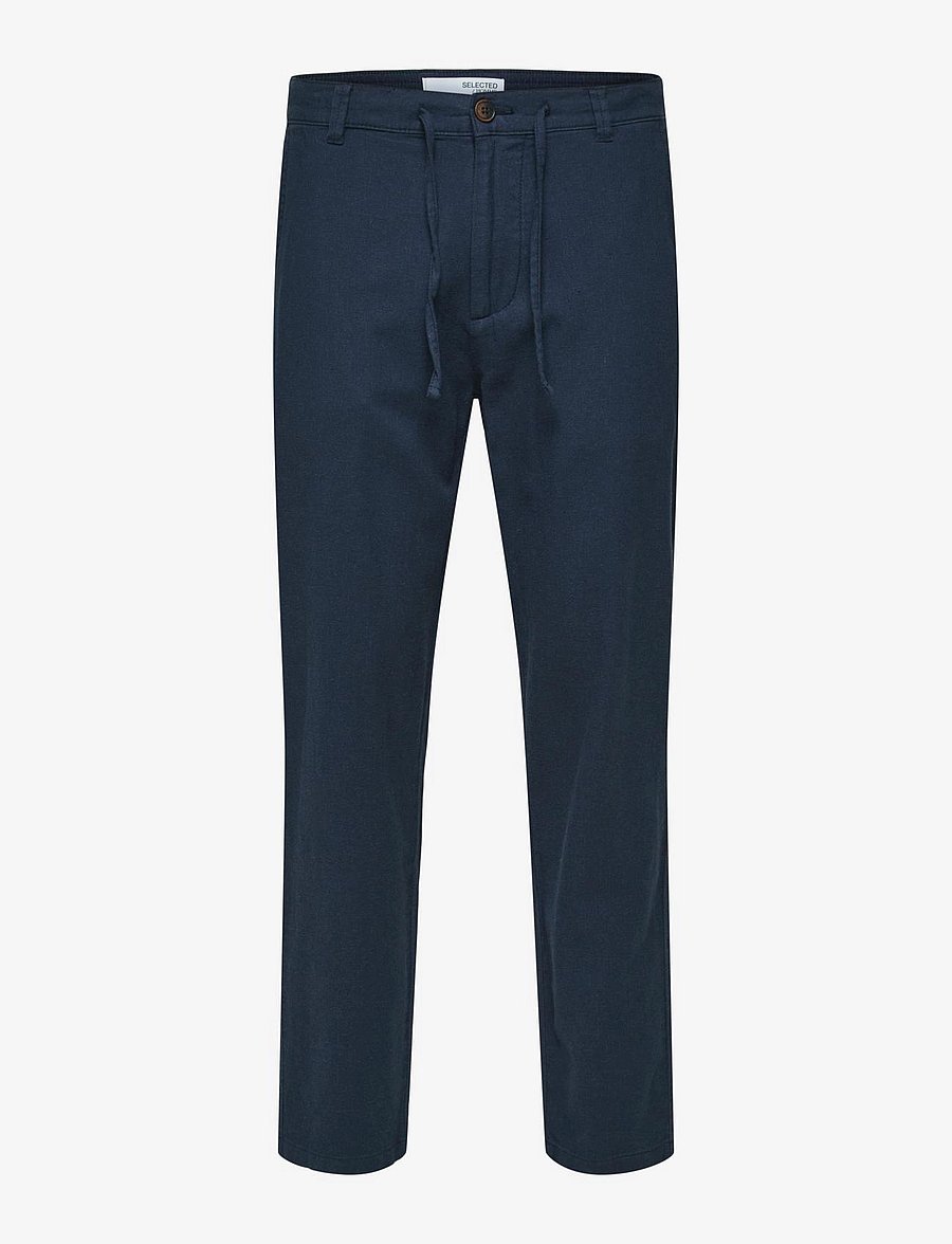 Selected - SLH172-SLIMTAPE BRODY LINEN BLD PNT - hørbukser - dark sapphire - 1