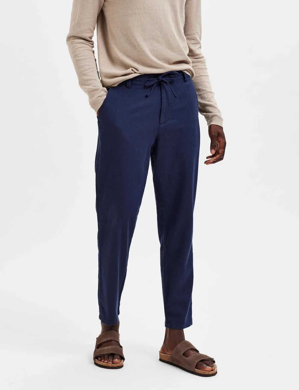 Selected - SLH172-SLIMTAPE BRODY LINEN BLD PNT - spodnie lniane - dark sapphire - 0
