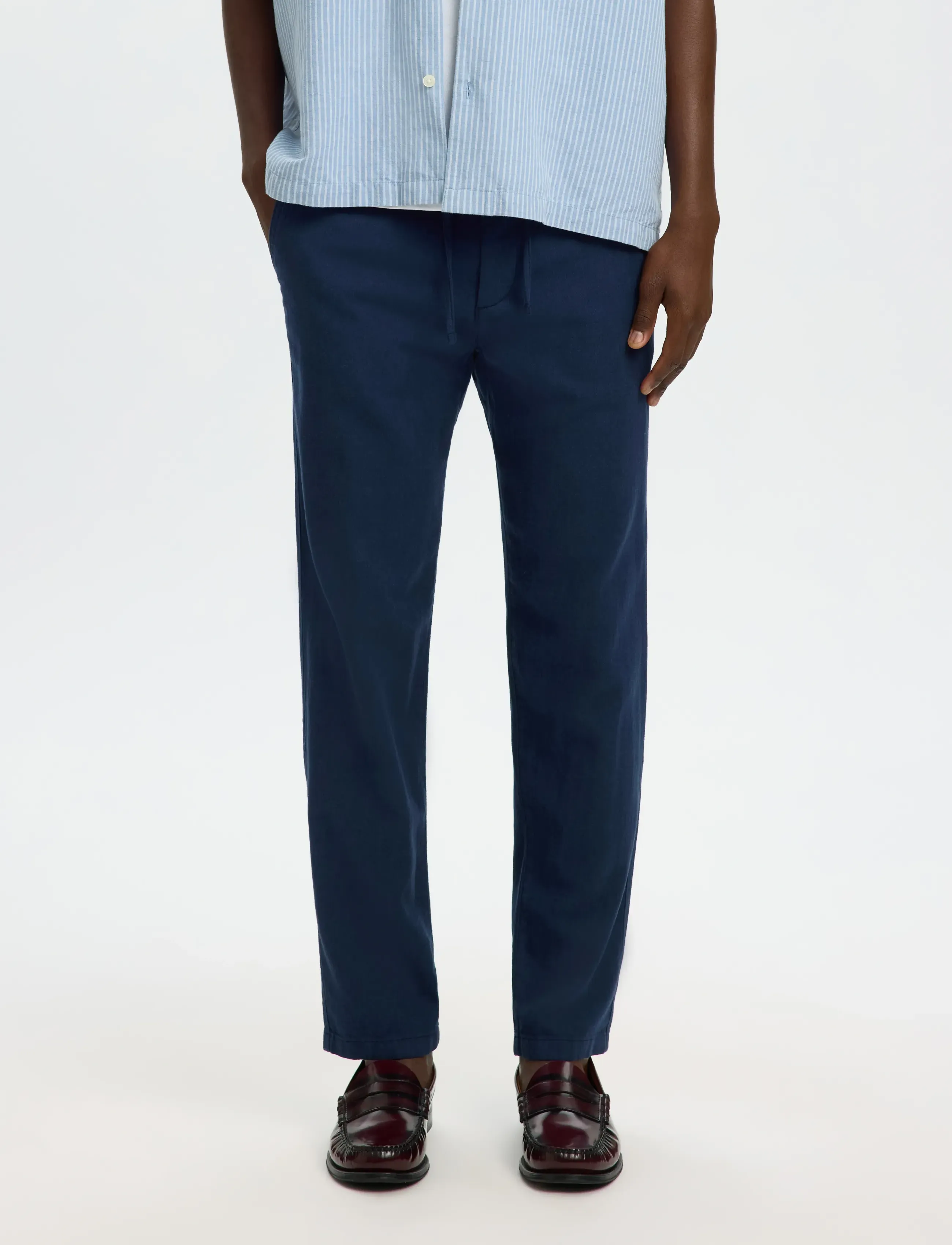 Selected SLM172-SLIMTAPE BRODY LINEN BLD PNT NOOS - Bikses - DARK SAPPHIRE / navy