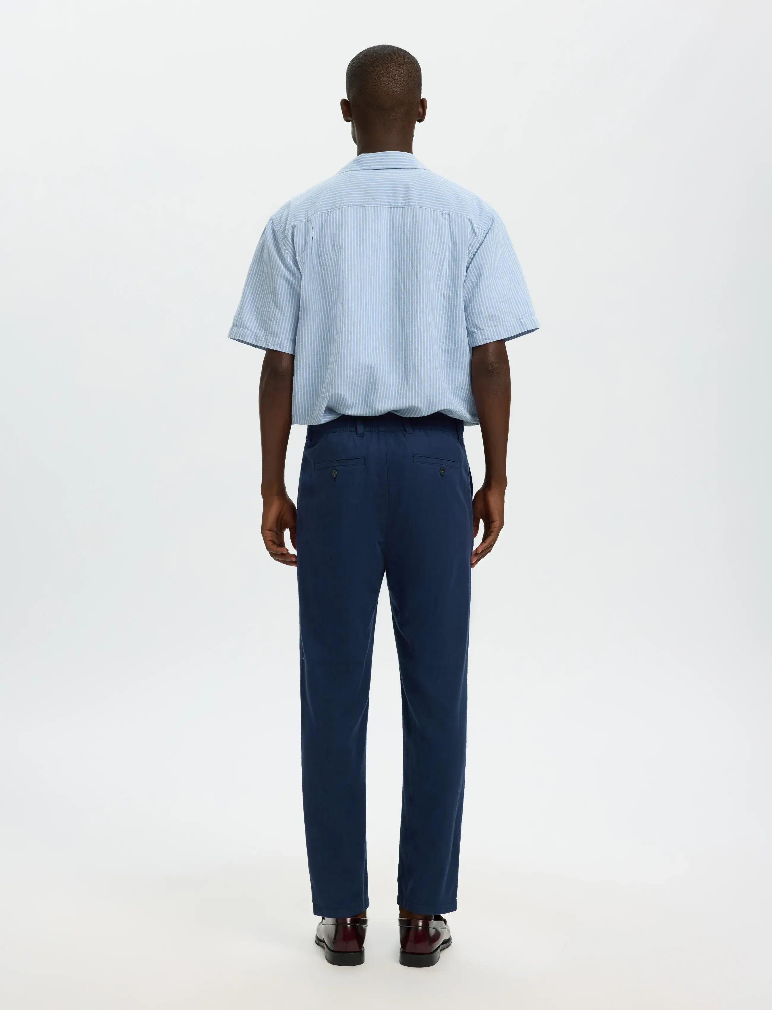 Selected - SLH172-SLIMTAPE BRODY LINEN BLD PNT - hørbukser - dark sapphire - 2