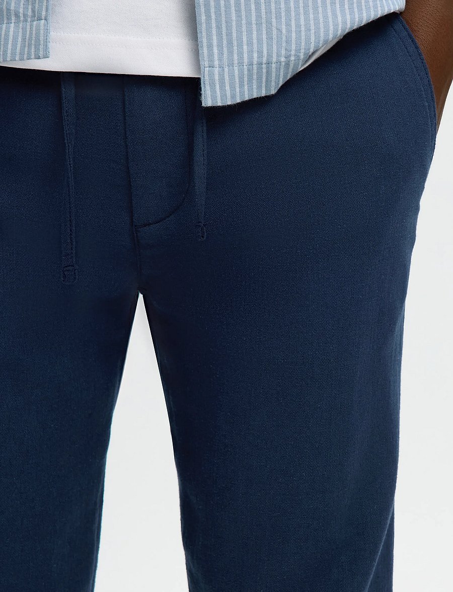 Selected - SLH172-SLIMTAPE BRODY LINEN BLD PNT - hørbukser - dark sapphire - 4