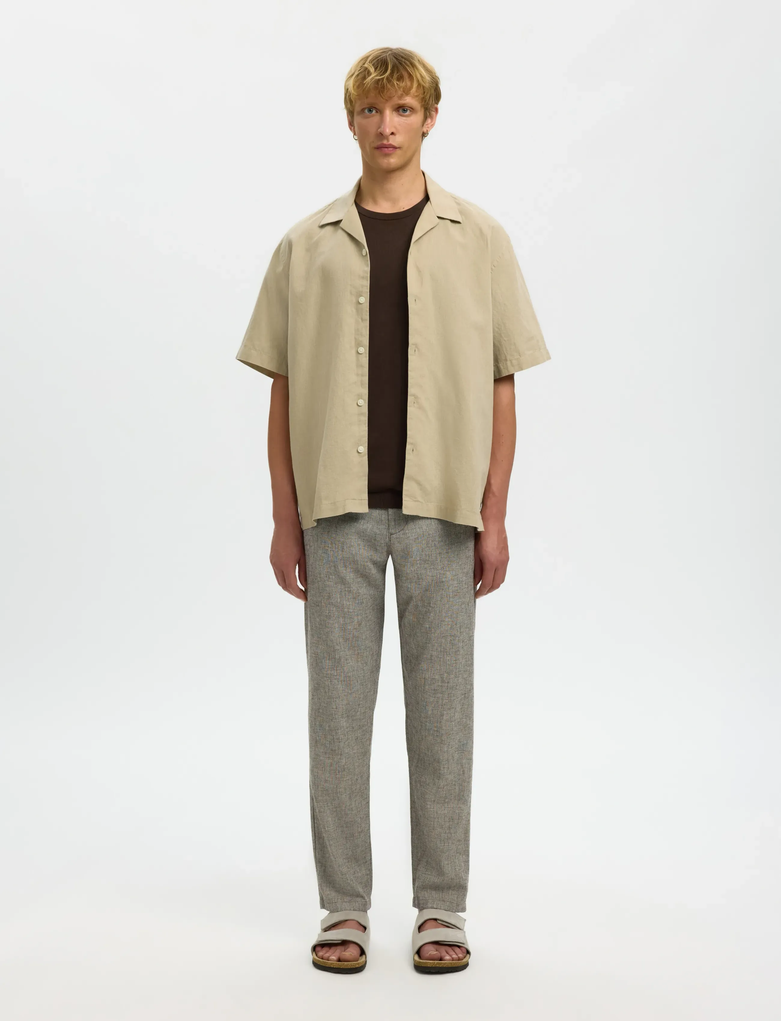 Selected - SLH172-SLIMTAPE BRODY LINEN BLD PNT - hørbukser - delicioso - 3