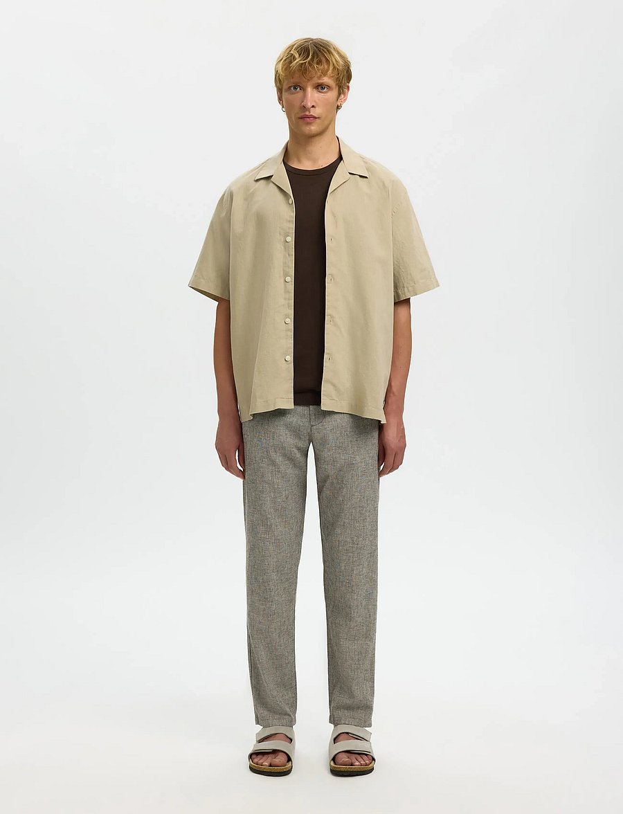Selected - SLH172-SLIMTAPE BRODY LINEN BLD PNT - hørbukser - delicioso - 3