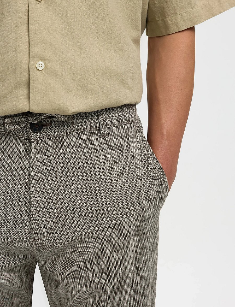 Selected - SLH172-SLIMTAPE BRODY LINEN BLD PNT - hørbukser - delicioso - 4