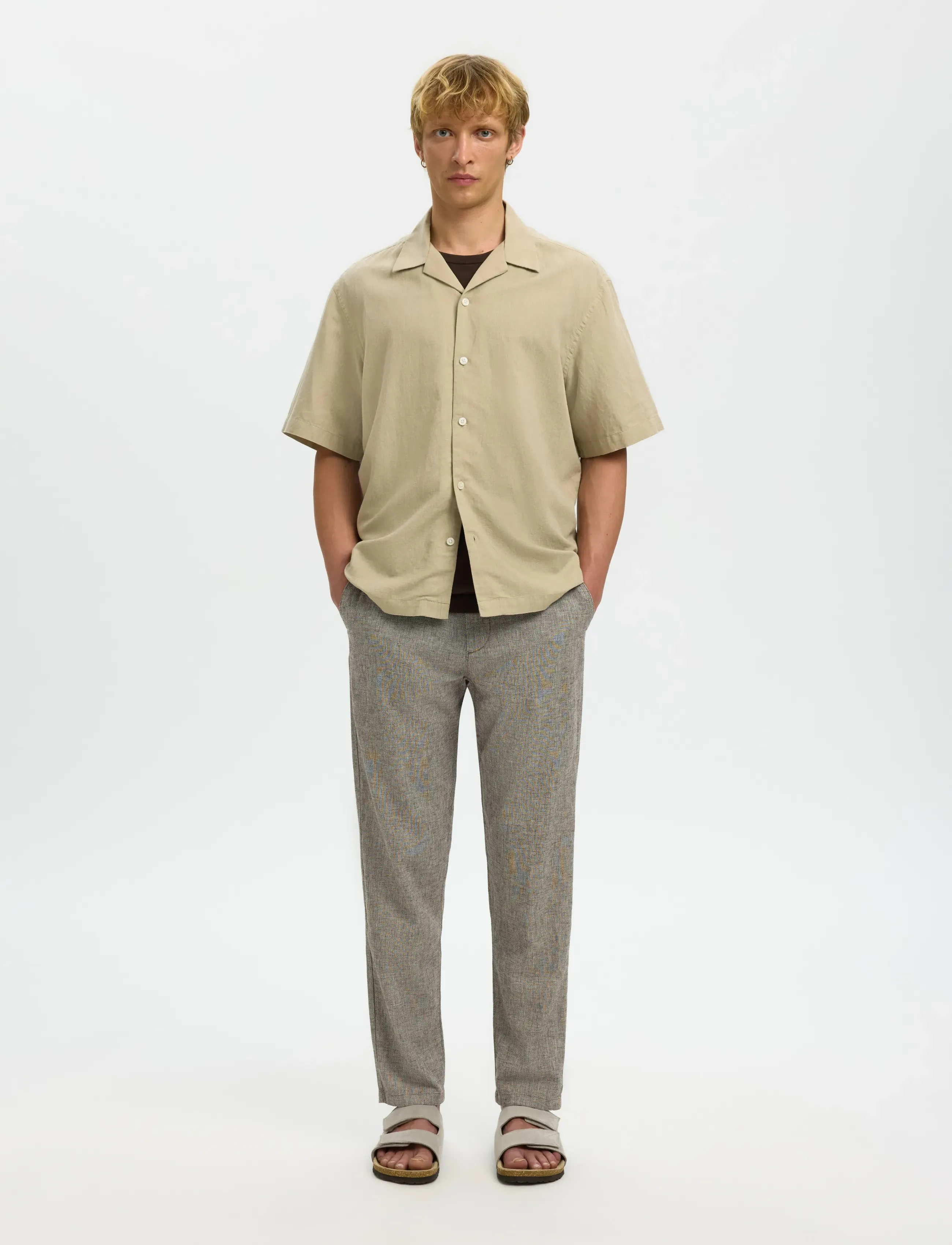 Selected - SLH172-SLIMTAPE BRODY LINEN BLD PNT - hørbukser - delicioso - 5