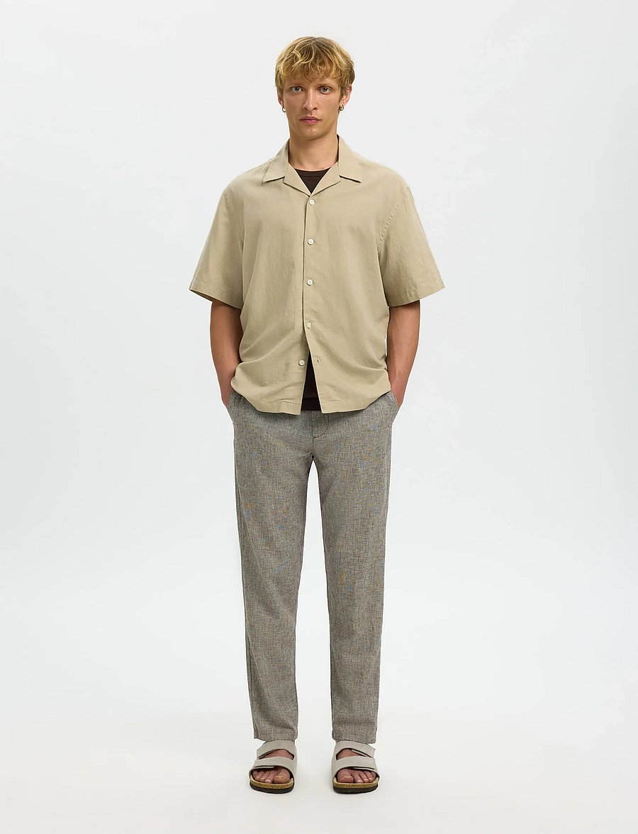 Selected - SLH172-SLIMTAPE BRODY LINEN BLD PNT - hørbukser - delicioso - 5