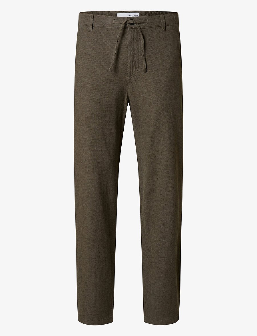 Selected - SLM172-SLIMTAPE BRODY LINEN BLD PNT NOOS - linnebyxor - forest night - 1