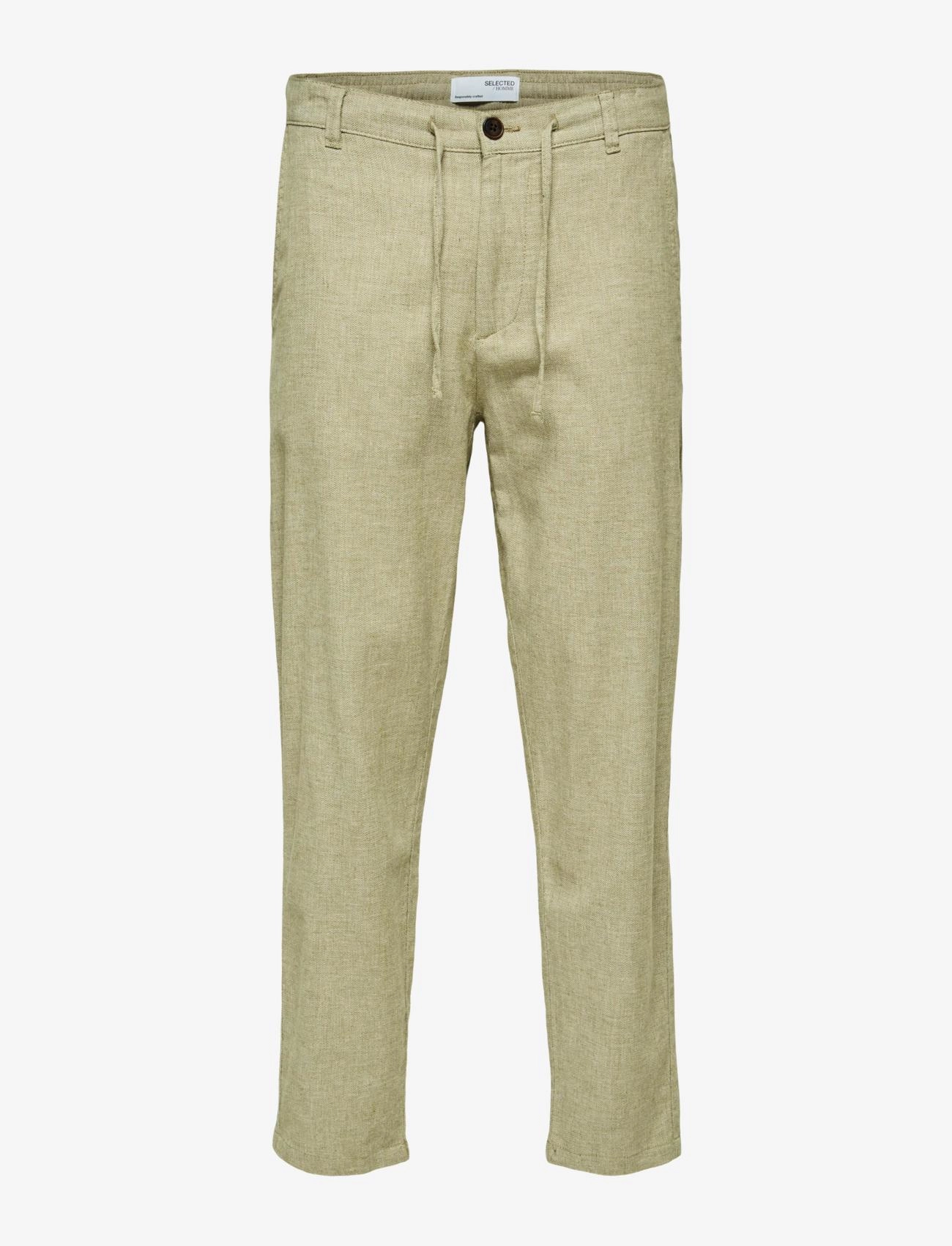 Selected - SLM172-SLIMTAPE BRODY LINEN BLD PNT NOOS - linnebyxor - olive branch - 1