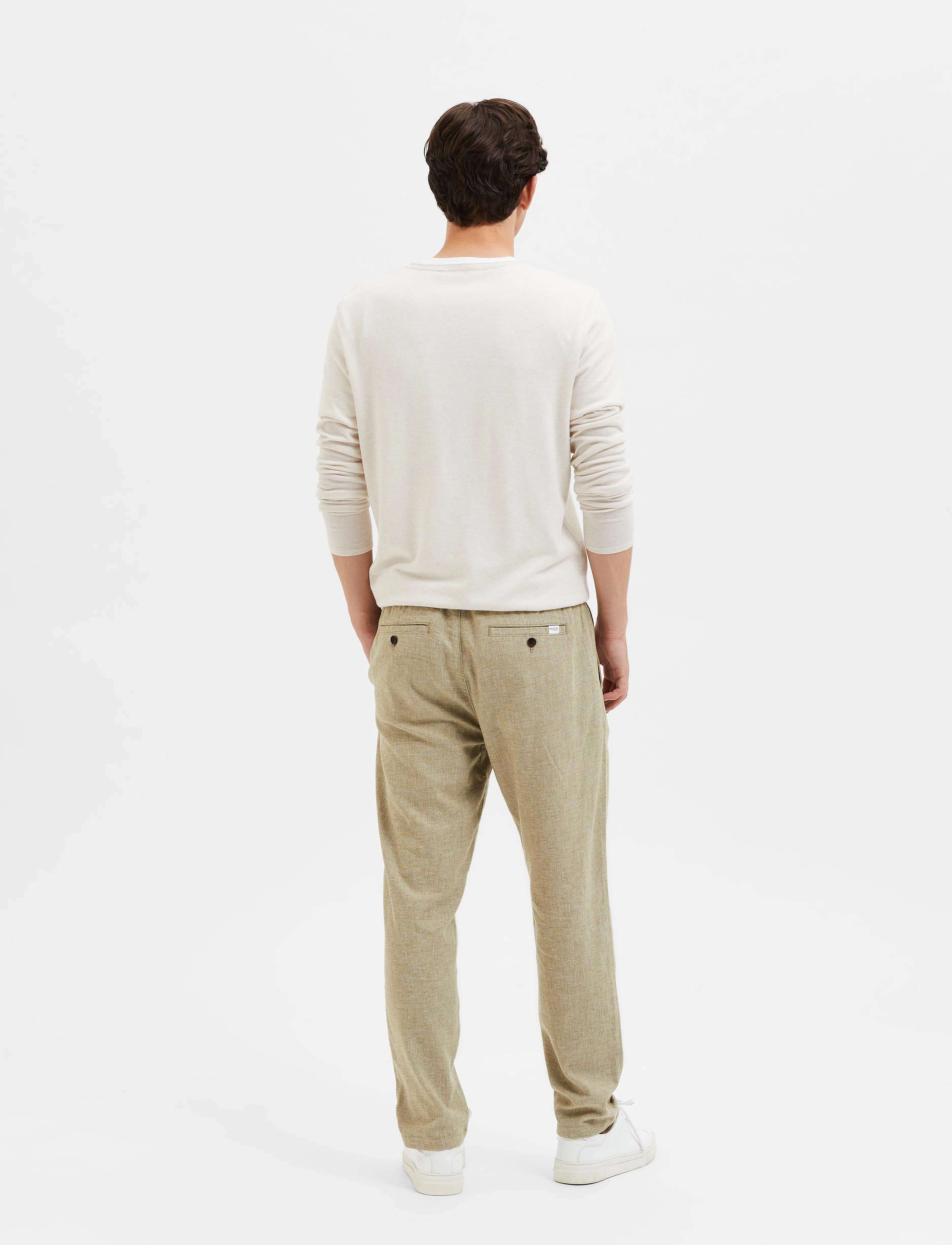 Selected - SLM172-SLIMTAPE BRODY LINEN BLD PNT NOOS - linnebyxor - olive branch - 2