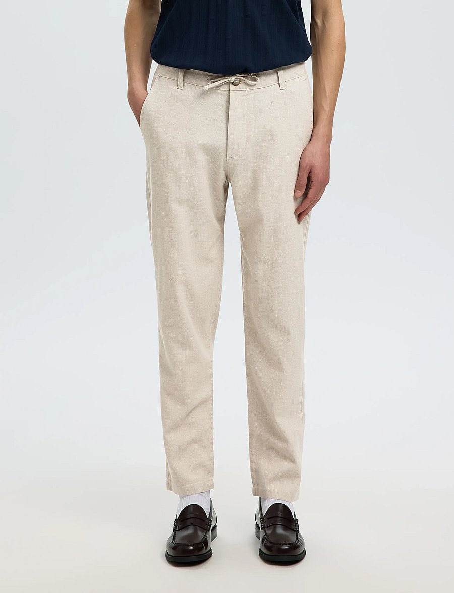 Selected - SLM172-SLIMTAPE BRODY LINEN BLD PNT NOOS - hørbukser - pure cashmere - 0
