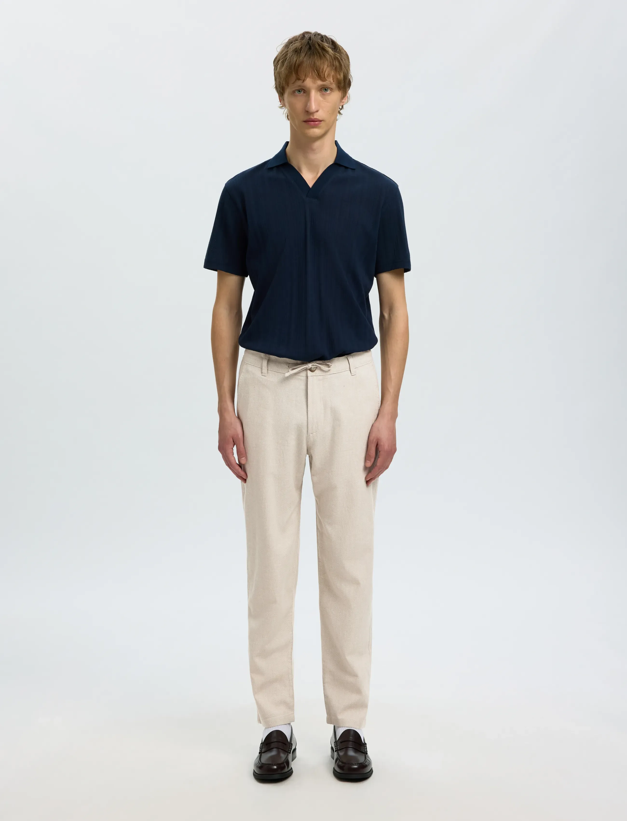 Selected - SLM172-SLIMTAPE BRODY LINEN BLD PNT NOOS - hørbukser - pure cashmere - 3