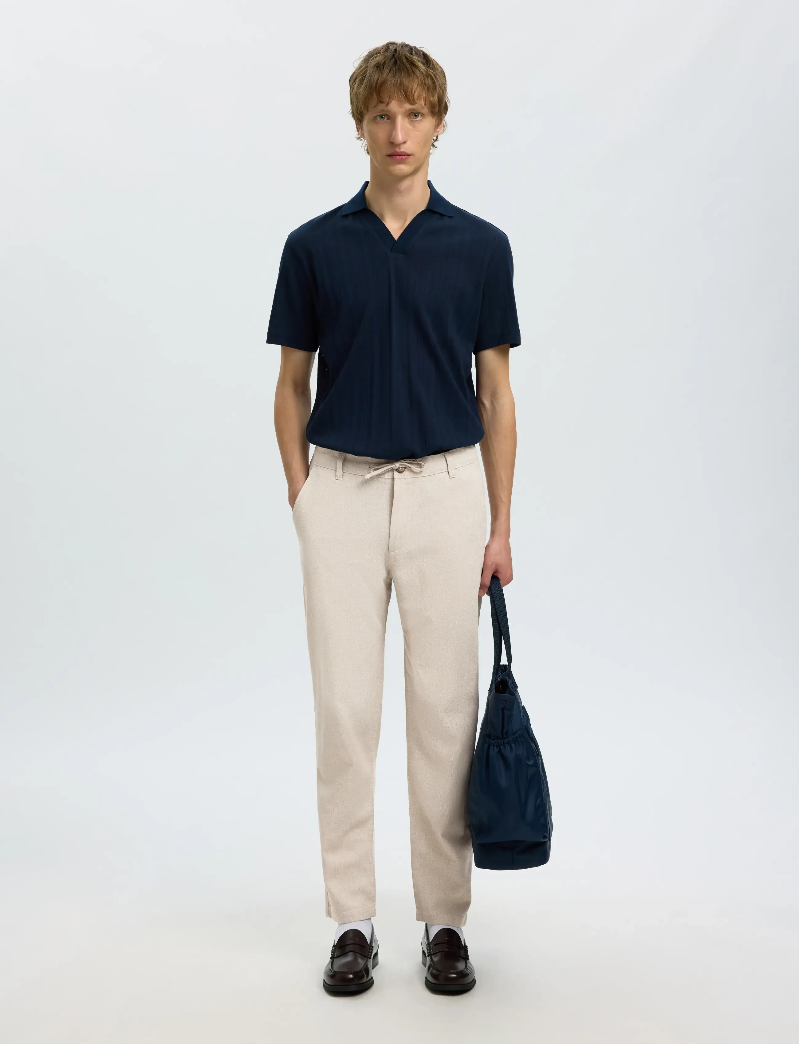 Selected - SLM172-SLIMTAPE BRODY LINEN BLD PNT NOOS - hørbukser - pure cashmere - 5