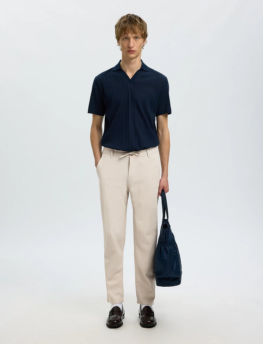 Selected - SLM172-SLIMTAPE BRODY LINEN BLD PNT NOOS - hørbukser - pure cashmere - 5