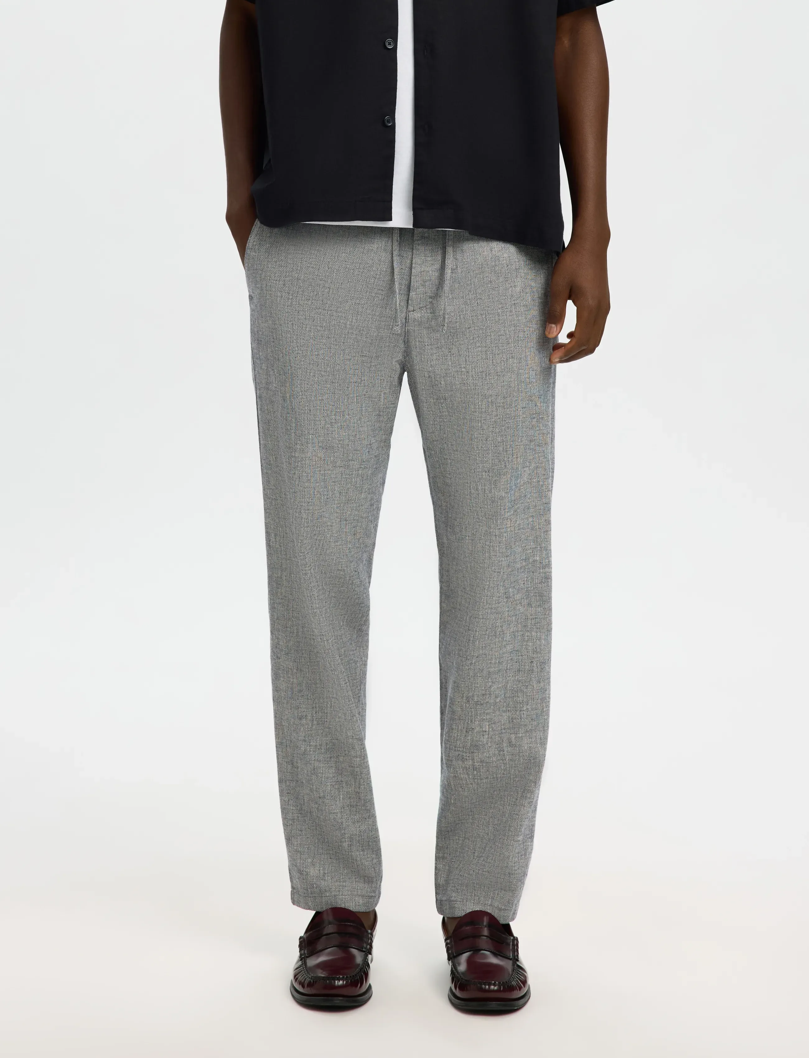 Selected SLM172-SLIMTAPE BRODY LINEN BLD PNT NOOS - Hørbukser - SKY CAPTAIN / grey