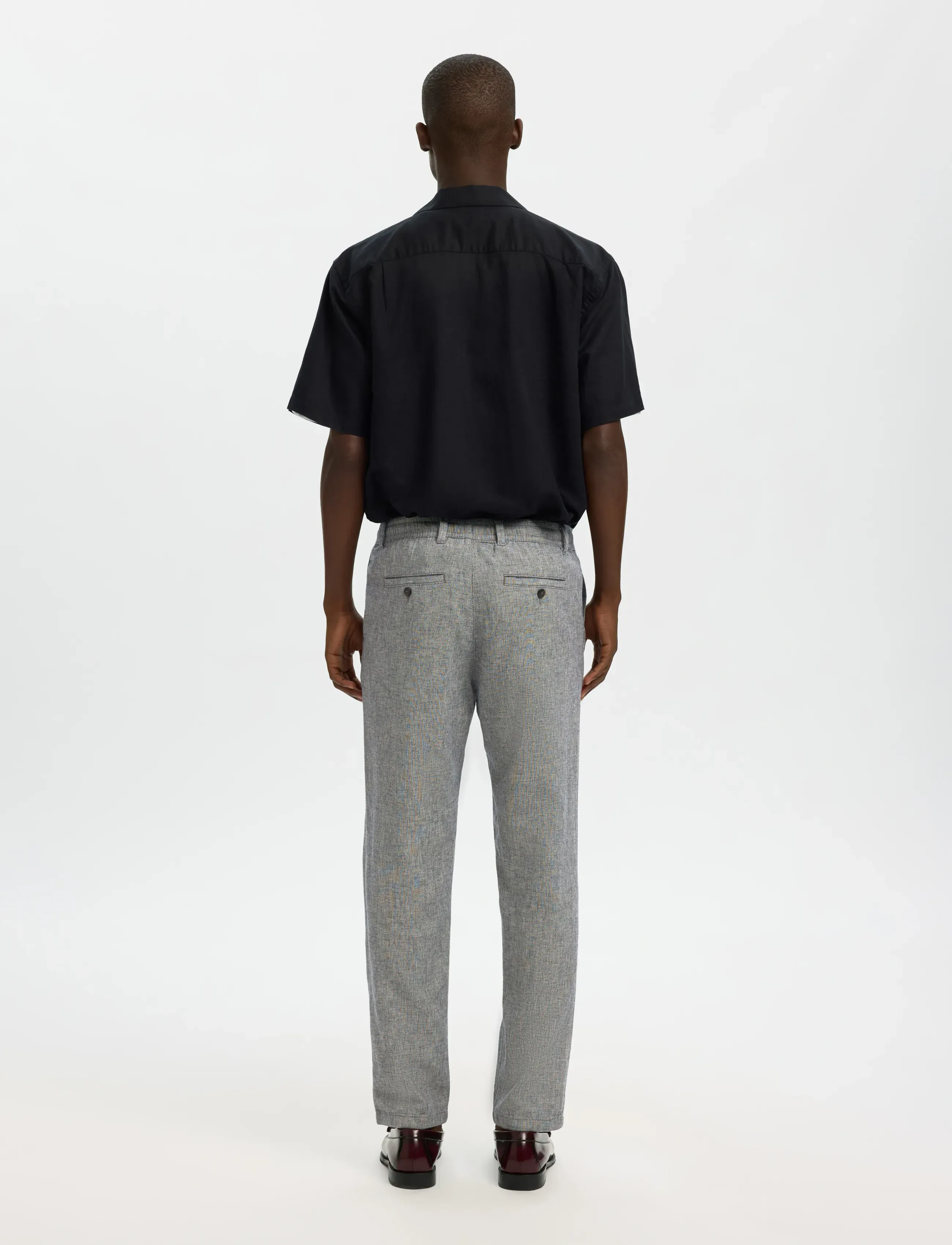 Selected - SLH172-SLIMTAPE BRODY LINEN BLD PNT - hørbukser - sky captain - 2