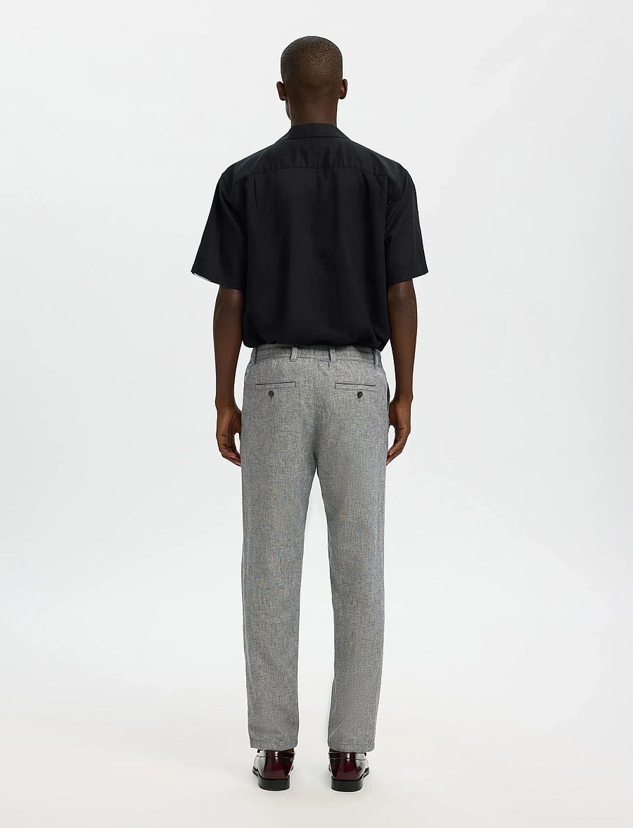 Selected - SLH172-SLIMTAPE BRODY LINEN BLD PNT - hørbukser - sky captain - 2