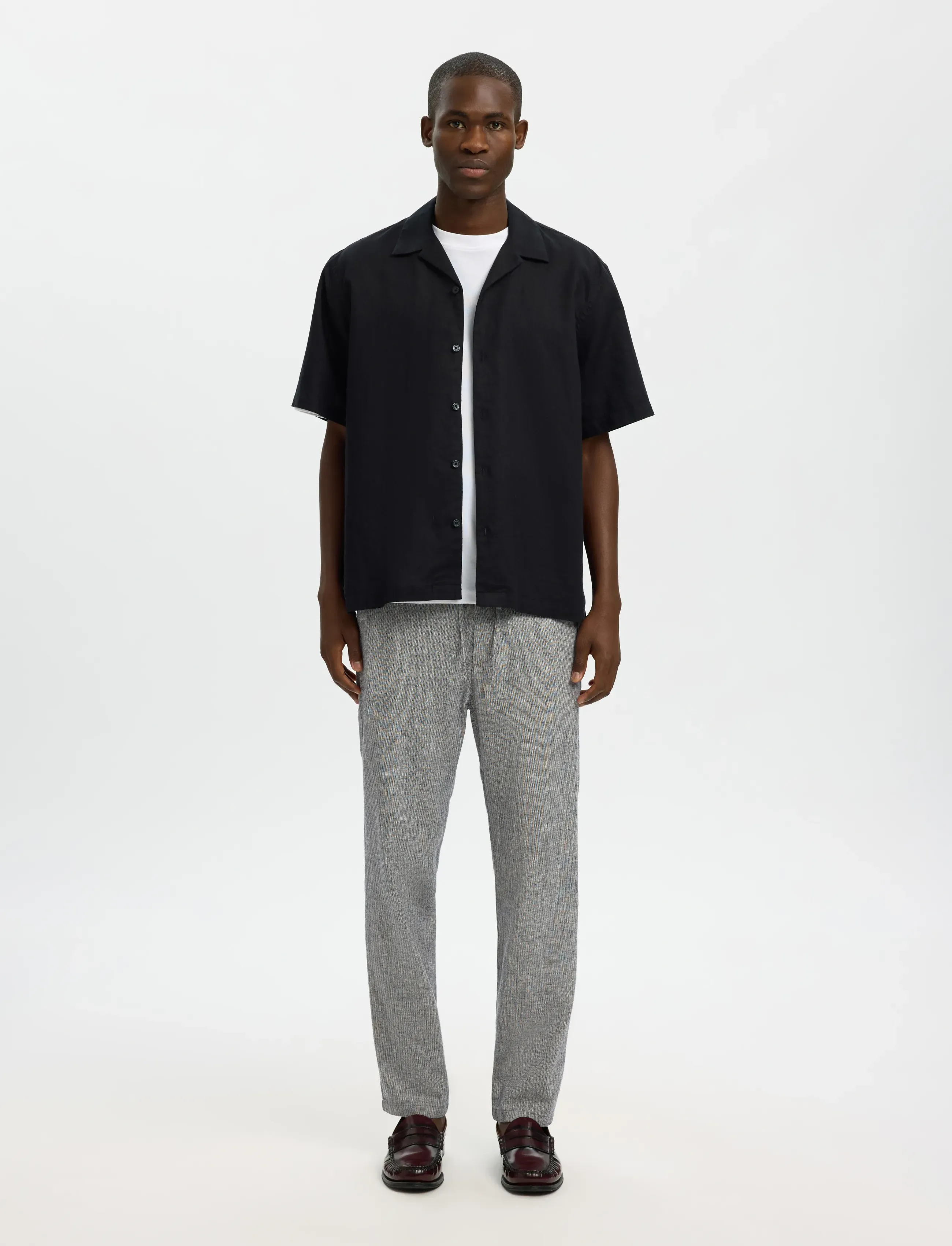 Selected - SLH172-SLIMTAPE BRODY LINEN BLD PNT - hørbukser - sky captain - 3