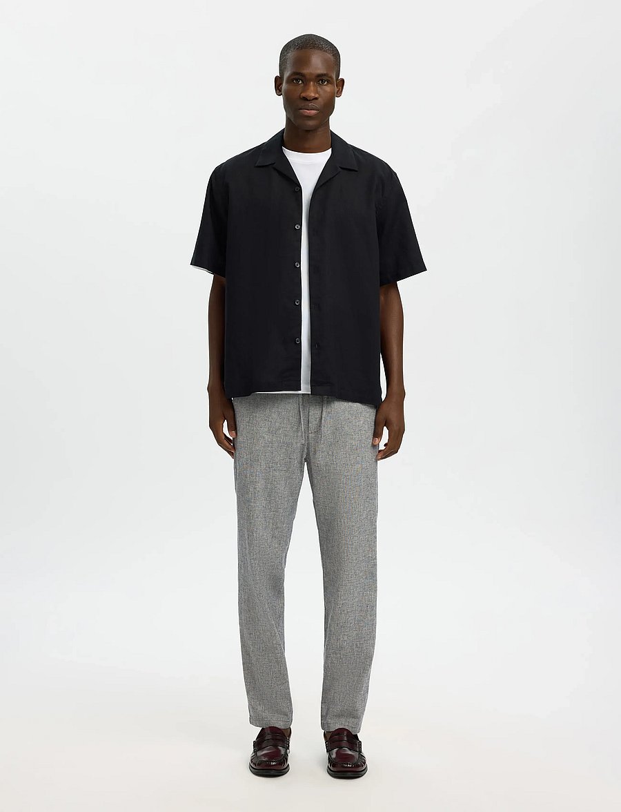 Selected - SLH172-SLIMTAPE BRODY LINEN BLD PNT - hørbukser - sky captain - 3