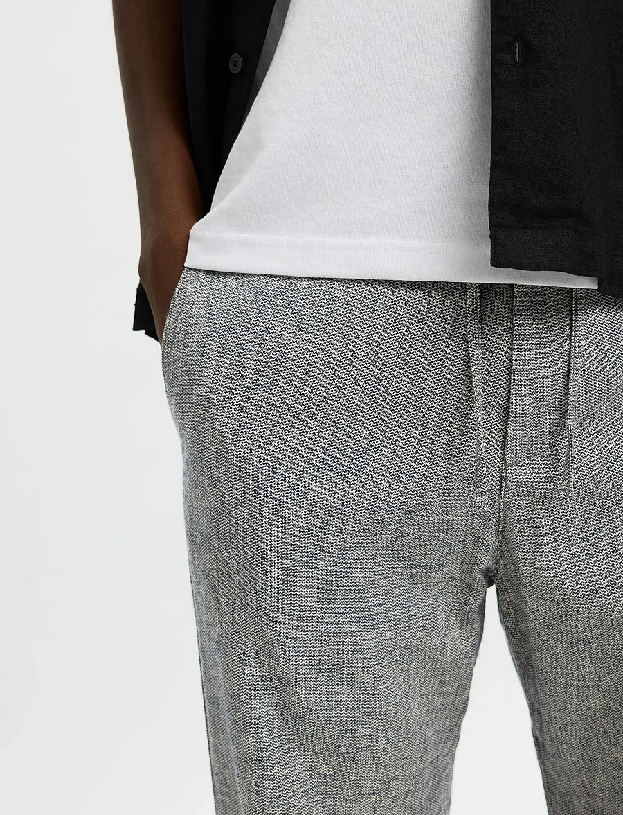 Selected - SLH172-SLIMTAPE BRODY LINEN BLD PNT - hørbukser - sky captain - 4