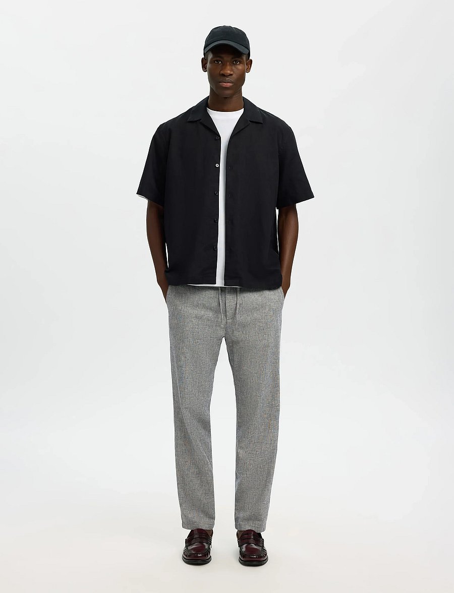 Selected - SLH172-SLIMTAPE BRODY LINEN BLD PNT - hørbukser - sky captain - 5