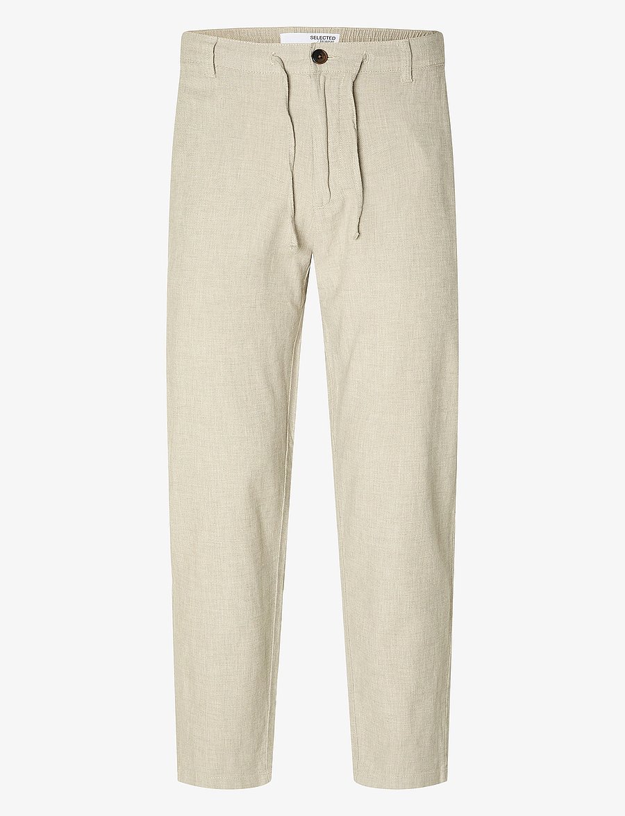 Selected - SLH172-SLIMTAPE BRODY LINEN BLD PNT - hørbukser - vetiver - 1