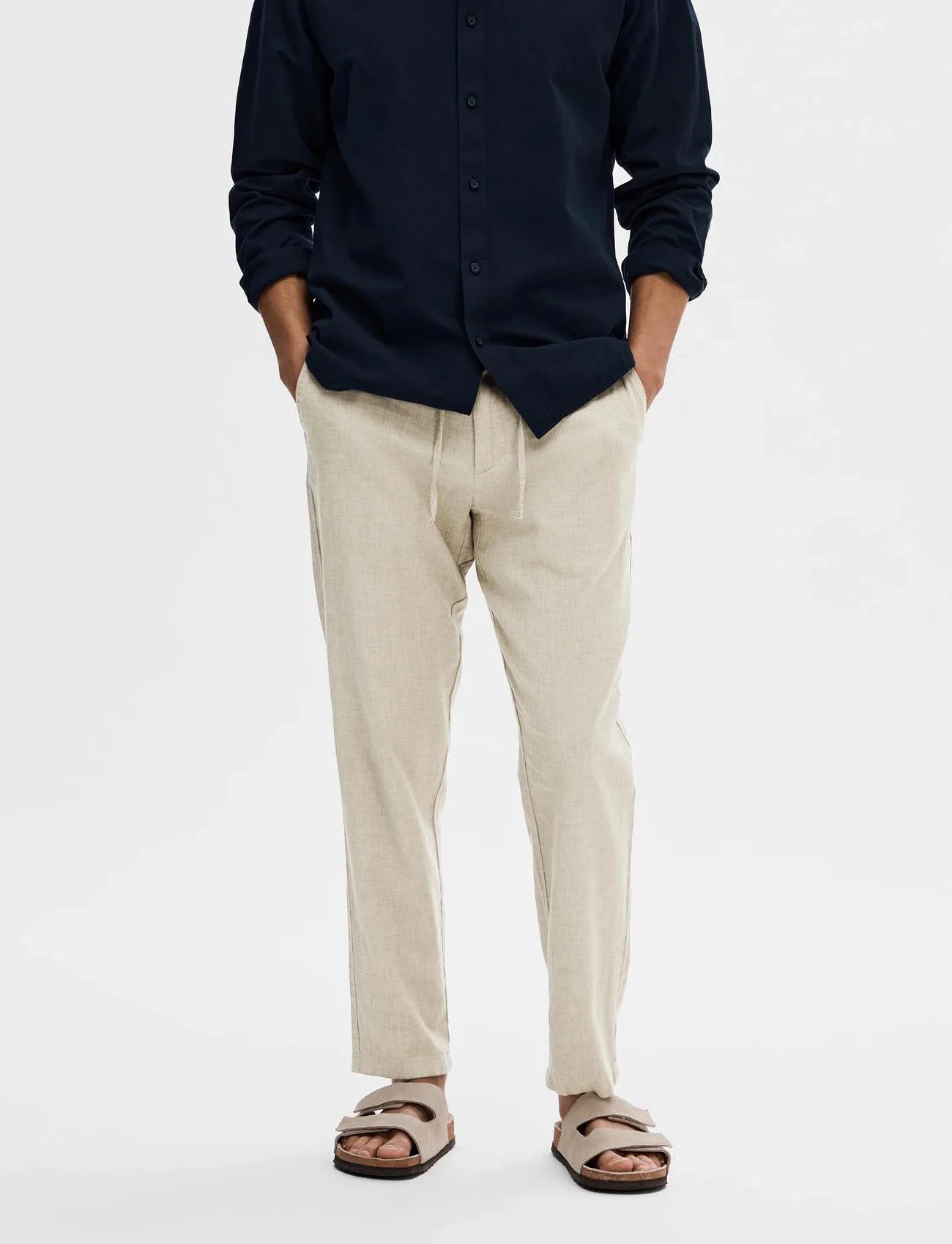Selected Homme - SLH172-SLIMTAPE BRODY LINEN PANT NOOS - linen trousers - vetiver - 1