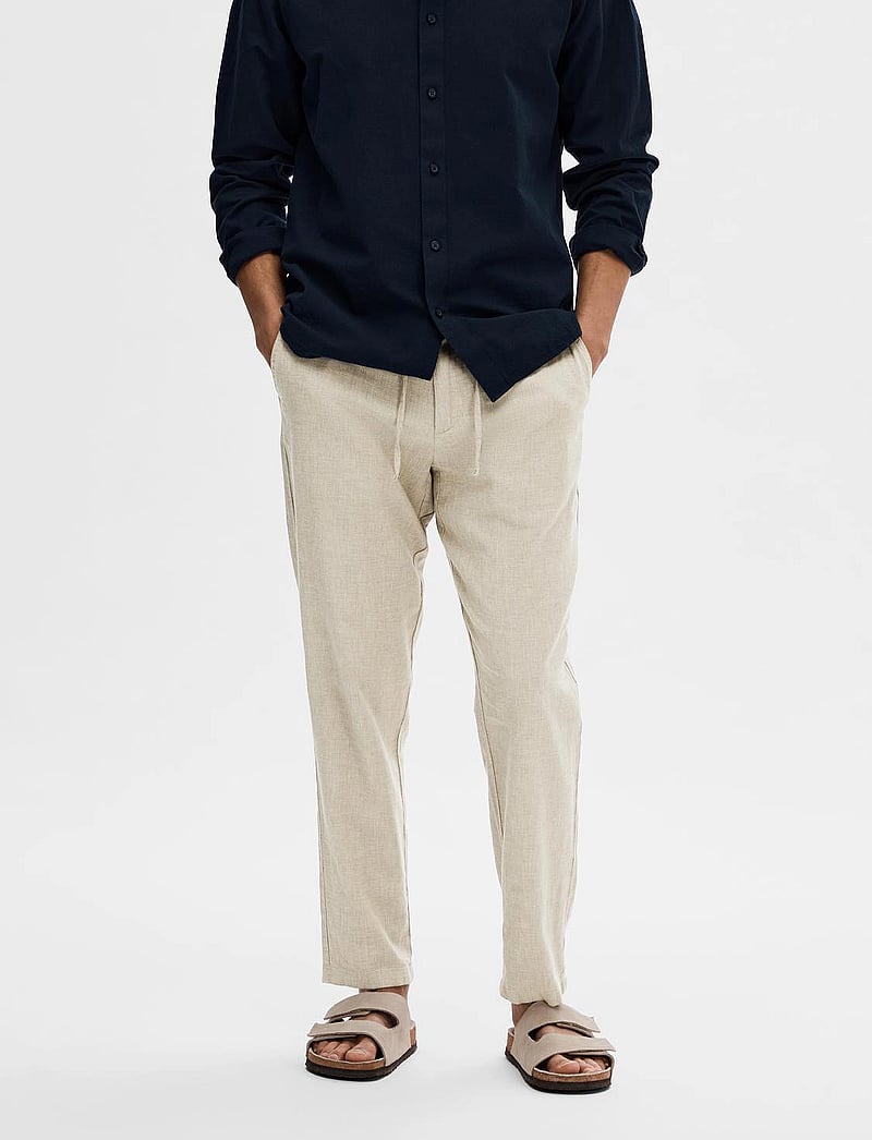 Selected - SLM172-SLIMTAPE BRODY LINEN BLD PNT NOOS - linased püksid - vetiver - 0