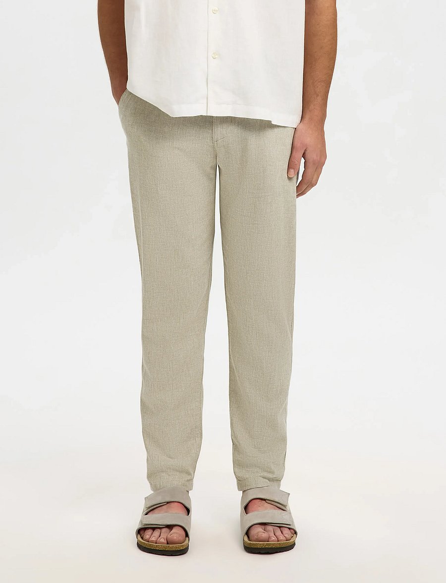 Selected - SLH172-SLIMTAPE BRODY LINEN BLD PNT - hørbukser - vetiver - 0