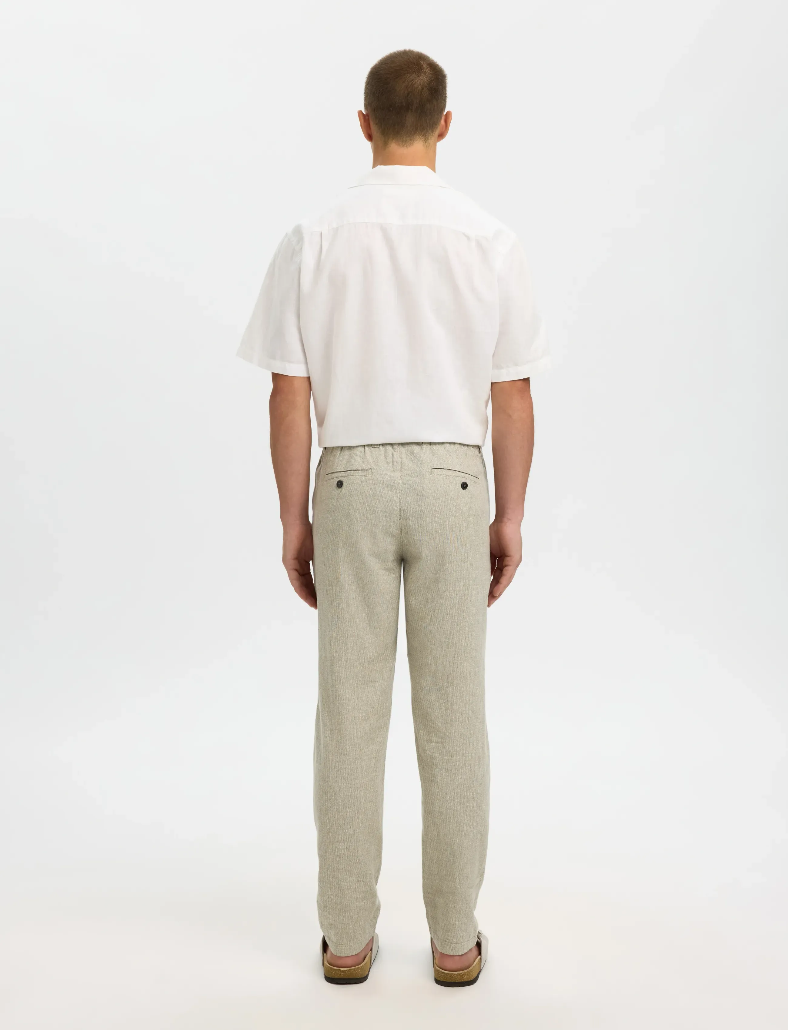 Selected - SLH172-SLIMTAPE BRODY LINEN BLD PNT - hørbukser - vetiver - 2