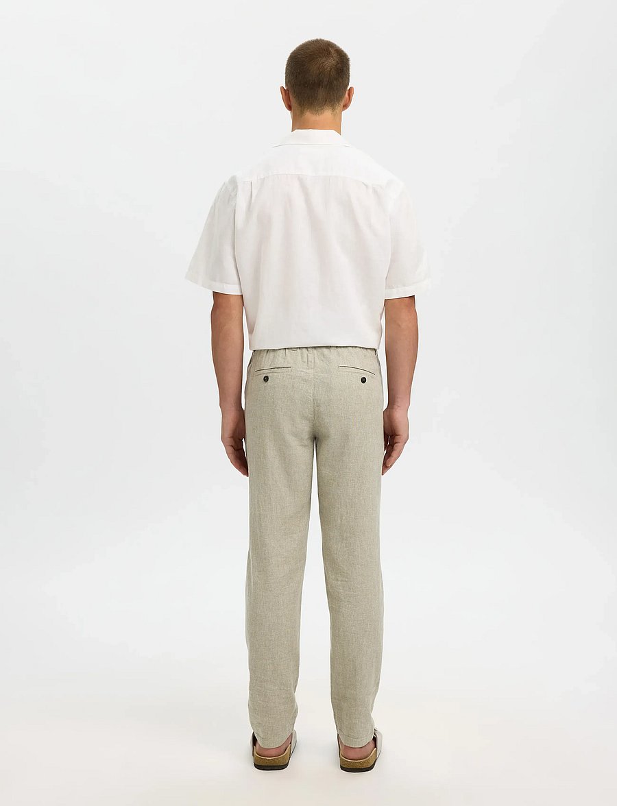 Selected - SLH172-SLIMTAPE BRODY LINEN BLD PNT - hørbukser - vetiver - 2