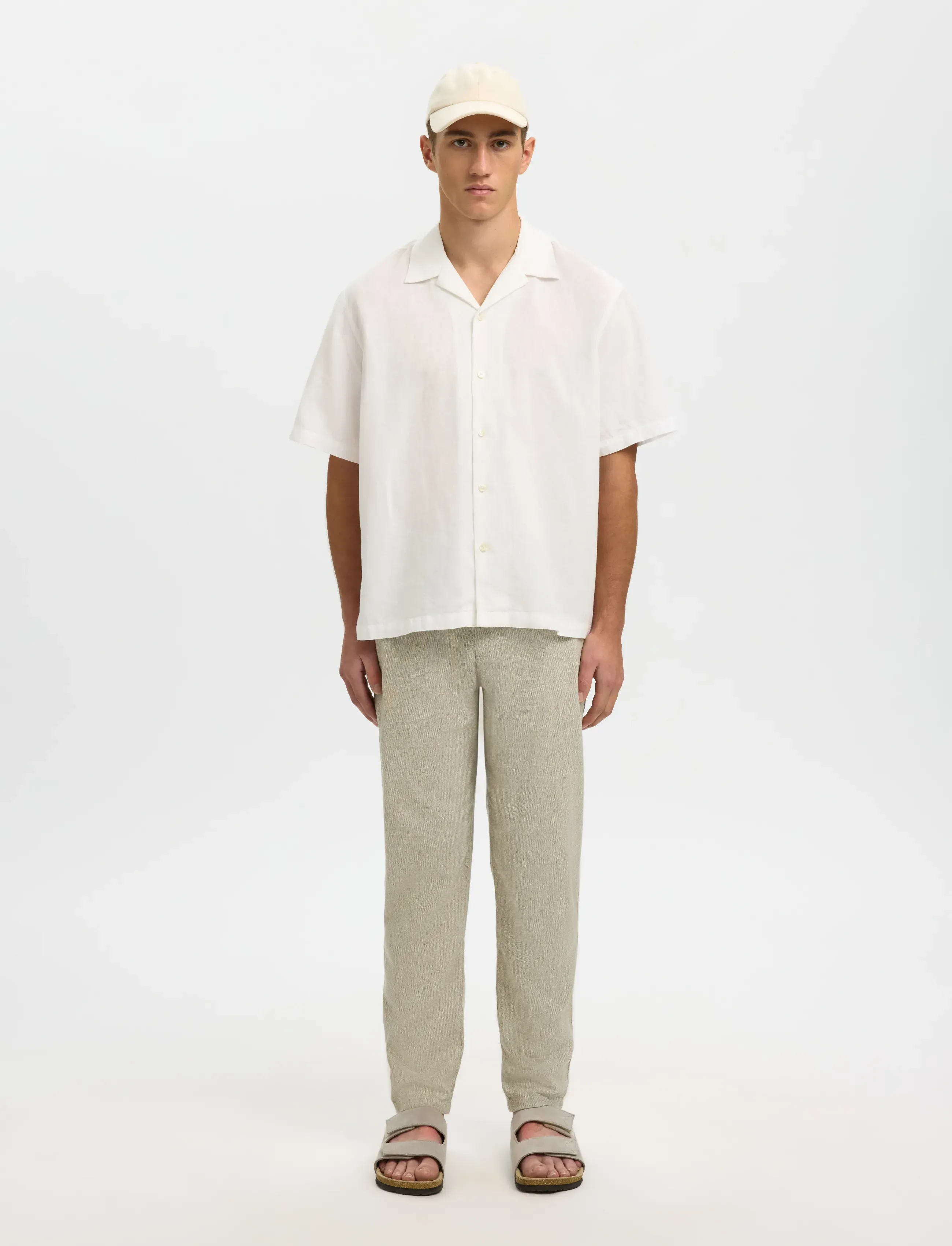 Selected - SLH172-SLIMTAPE BRODY LINEN BLD PNT - hørbukser - vetiver - 5