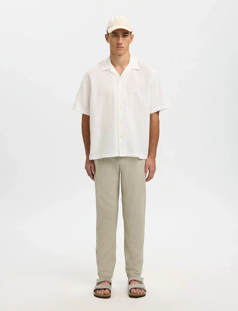 Selected - SLH172-SLIMTAPE BRODY LINEN BLD PNT - hørbukser - vetiver - 5