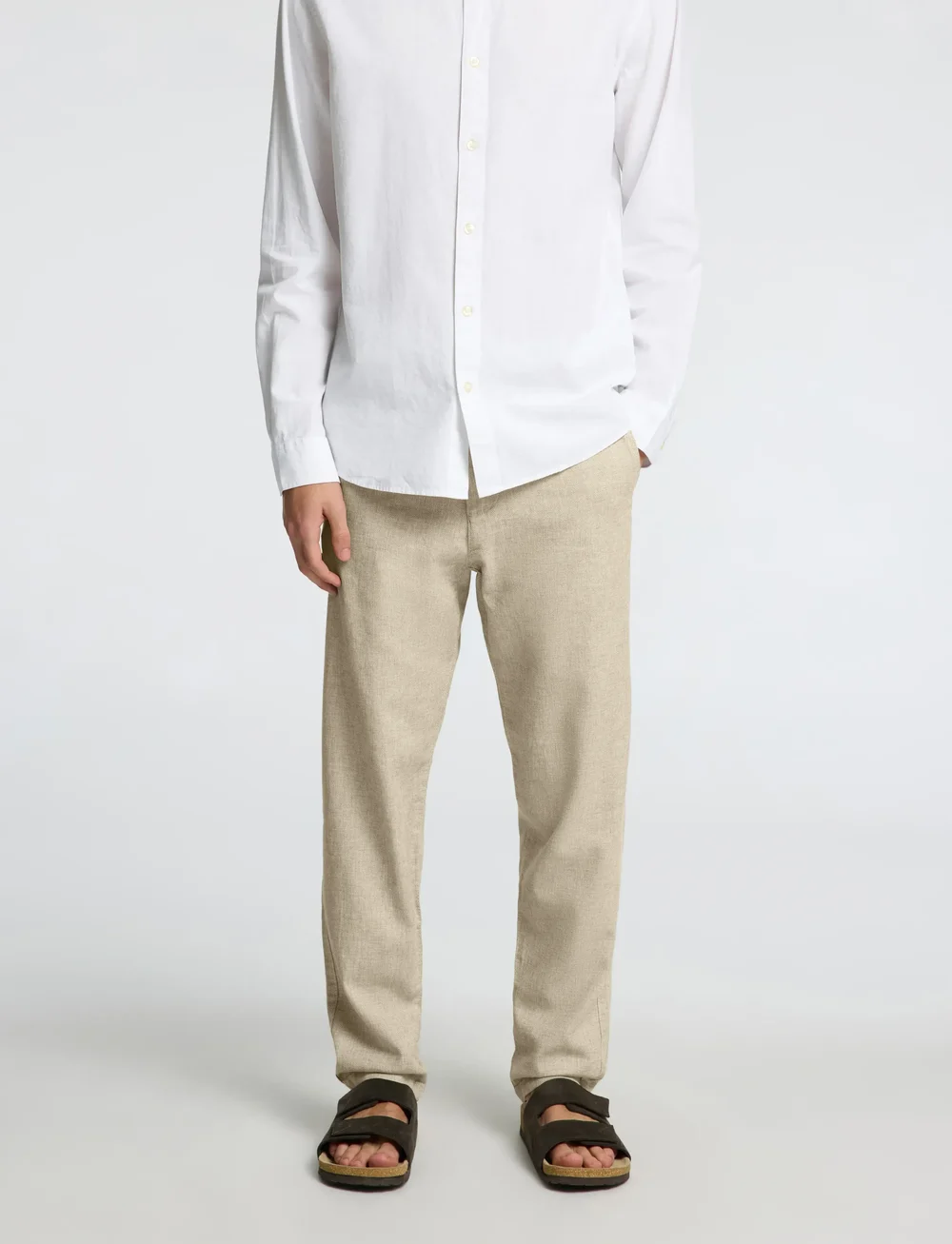 Selected - SLH172-SLIMTAPE BRODY LINEN BLD PNT NOOS - linnebyxor - vetiver - 0