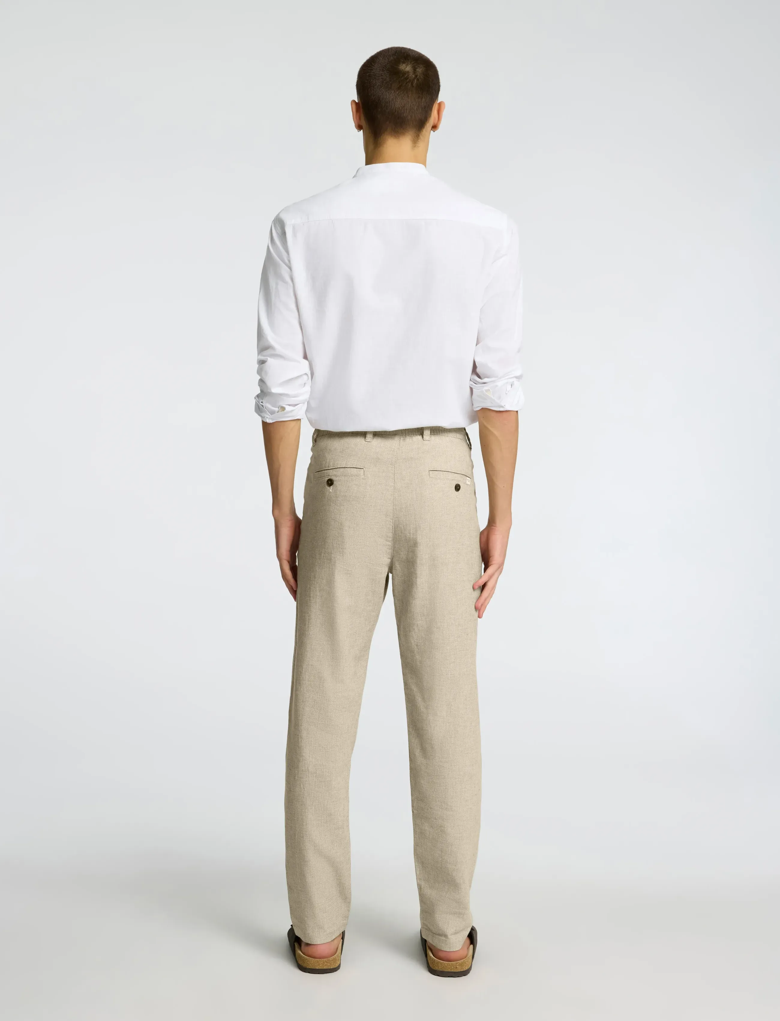 Selected - SLM172-SLIMTAPE BRODY LINEN BLD PNT NOOS - linnebyxor - vetiver - 2
