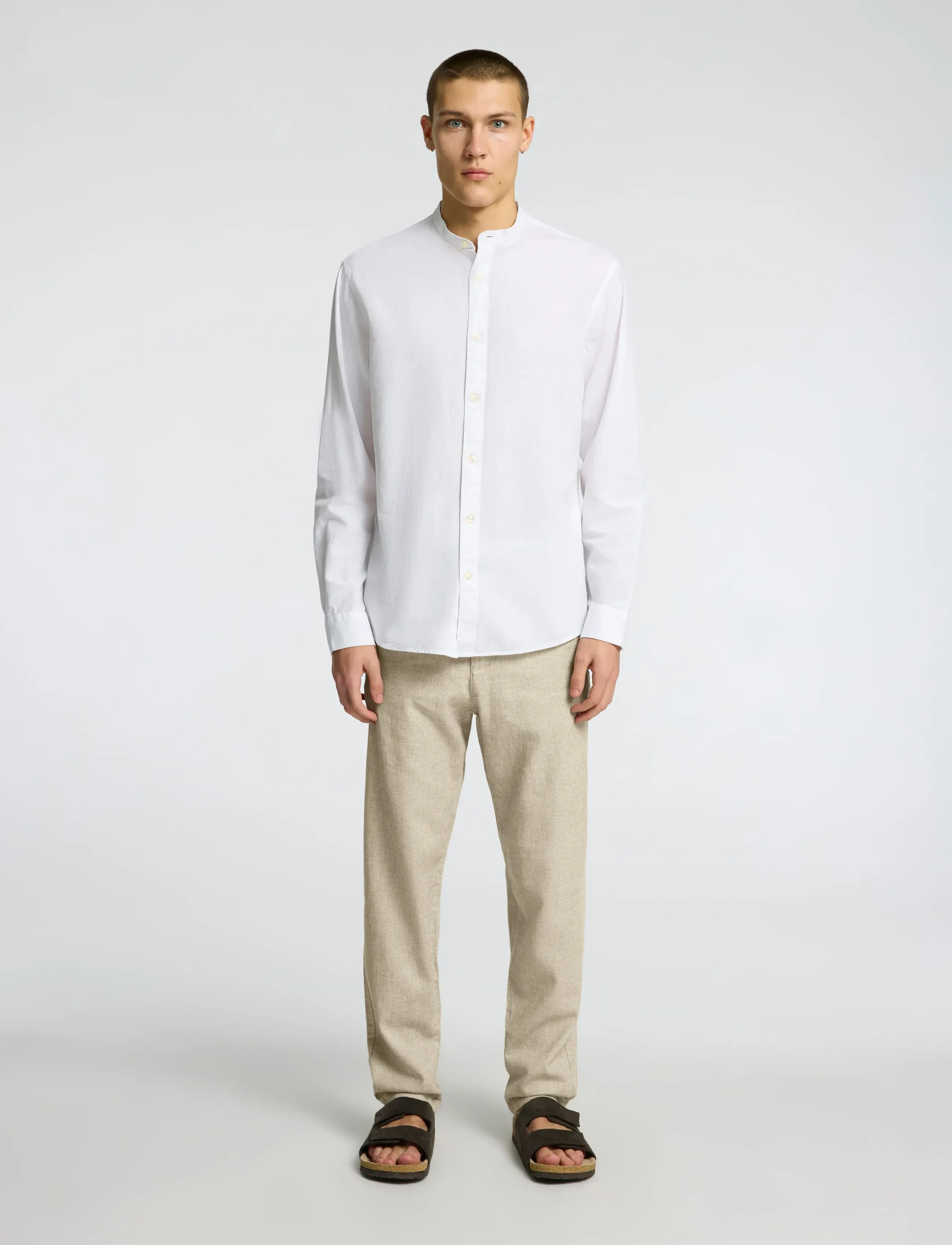 Selected - SLM172-SLIMTAPE BRODY LINEN BLD PNT NOOS - linnebyxor - vetiver - 3