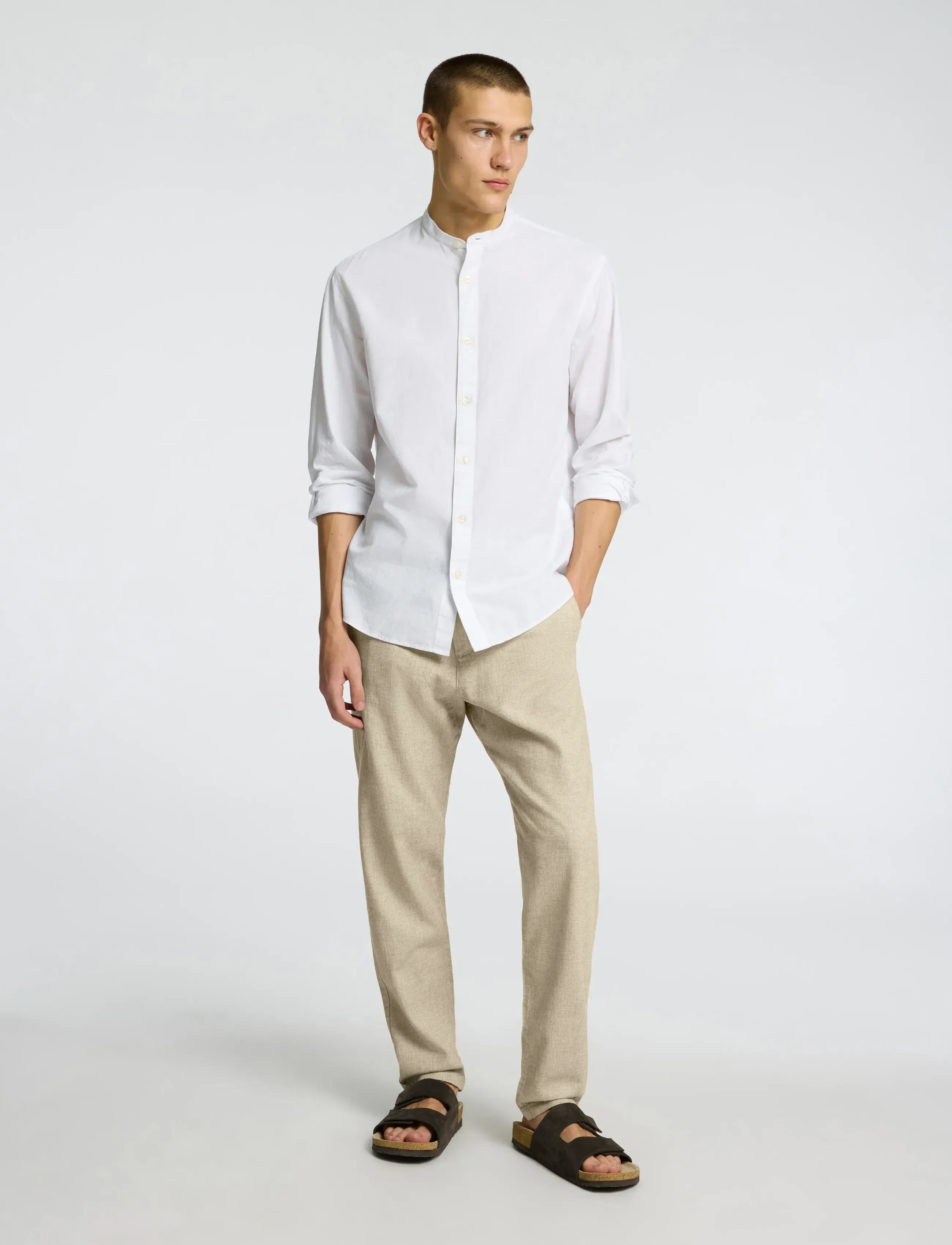 Selected - SLM172-SLIMTAPE BRODY LINEN BLD PNT NOOS - linnebyxor - vetiver - 5