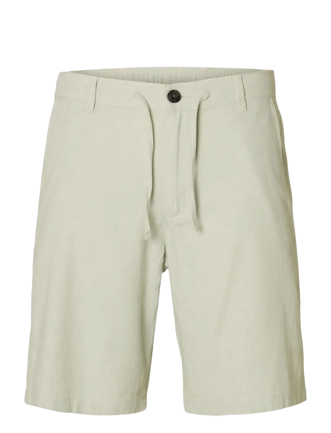 Selected SLMREGULAR-BRODY LINEN BLD SHORTS NOOS - Shorts - AQUA GRAY / cream