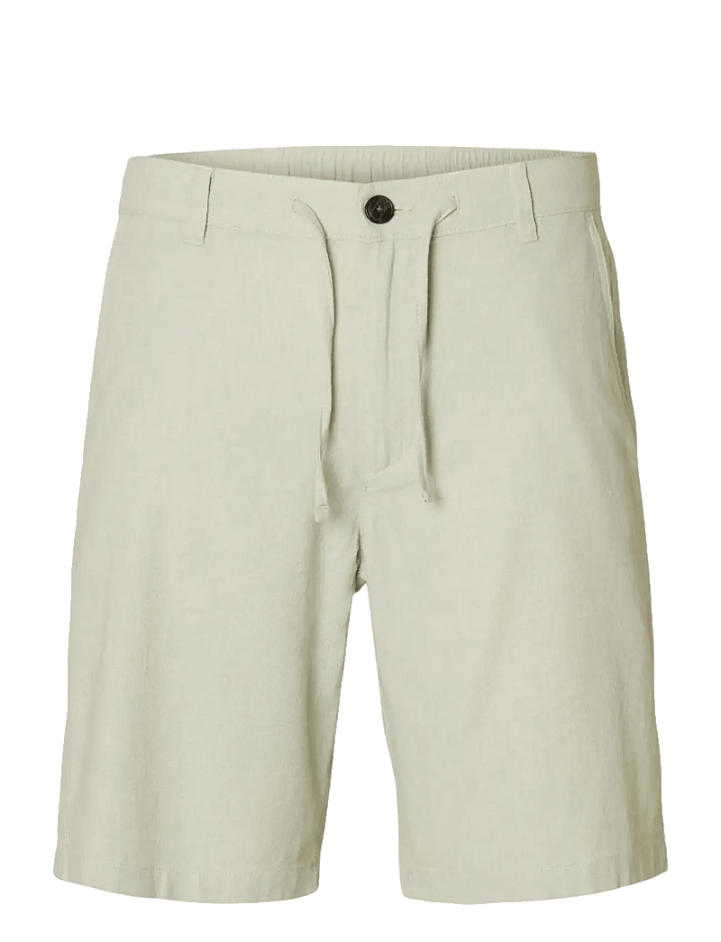 Selected - SLMREGULAR-BRODY LINEN BLD SHORTS NOOS - leinen-shorts - aqua gray - 1